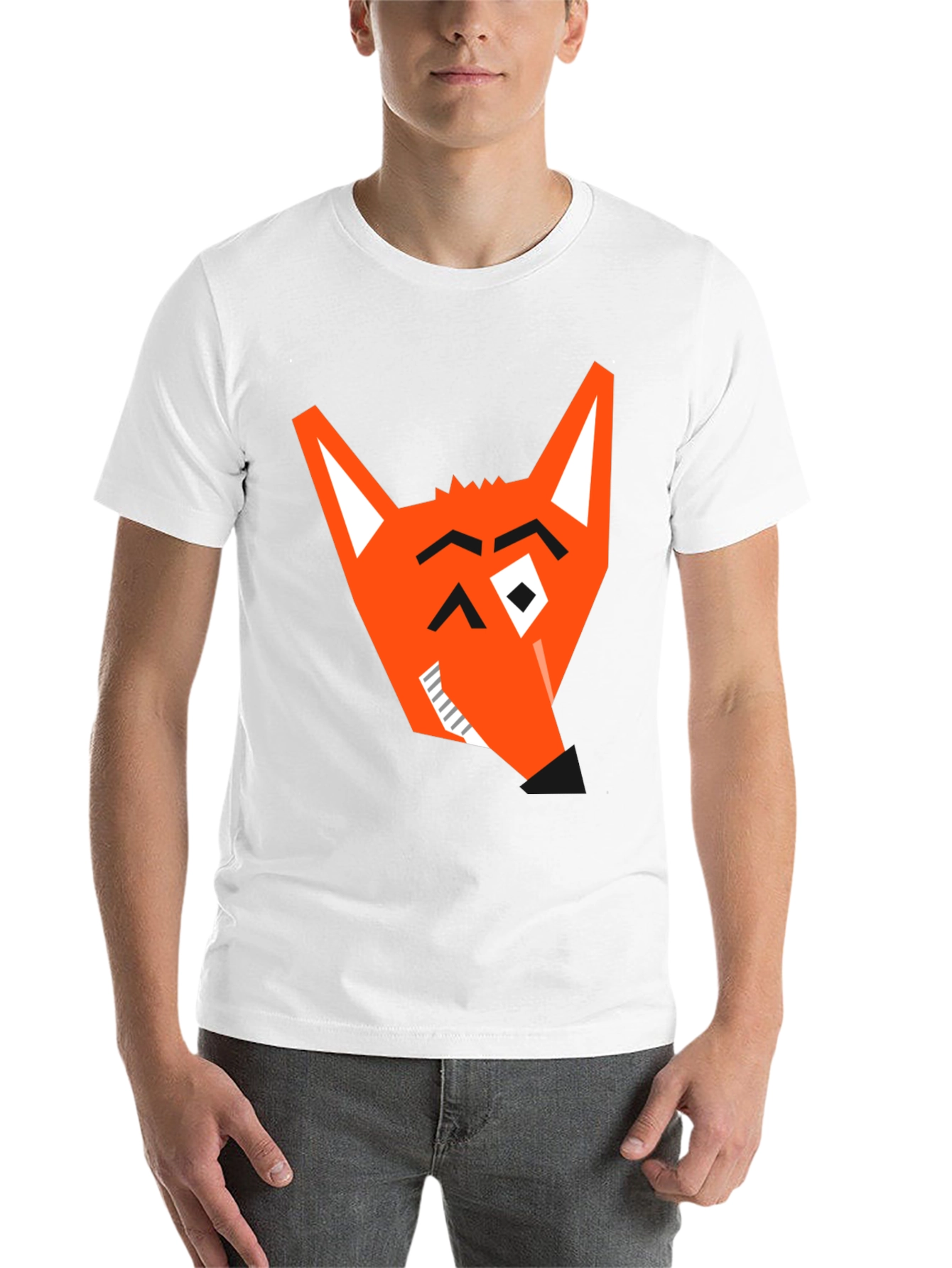 Geometric Fox Graphic Tee - Modern Black T-Shirt - 14