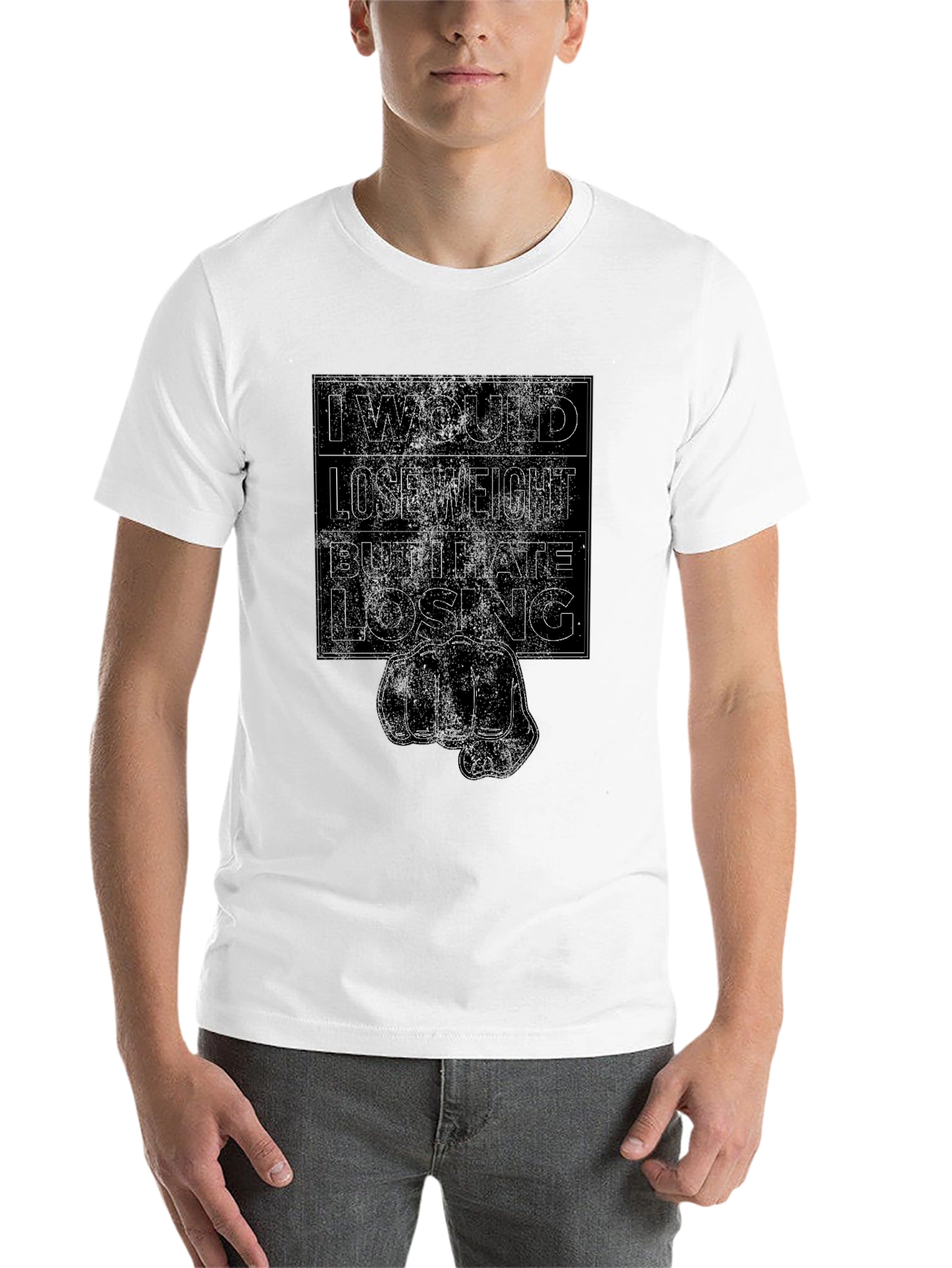 Black Funny 'I Hate Losing' Graphic T-Shirt - Black view 14