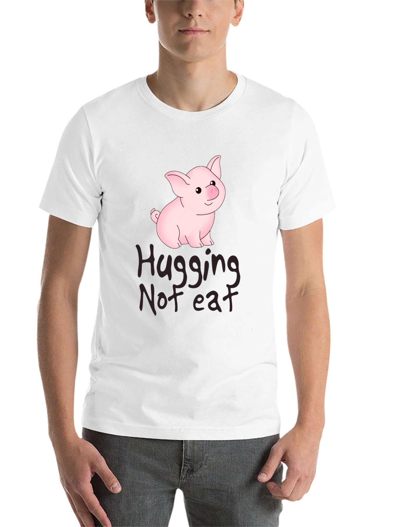 Black Hugging Not Eating Pig T-Shirt view 14