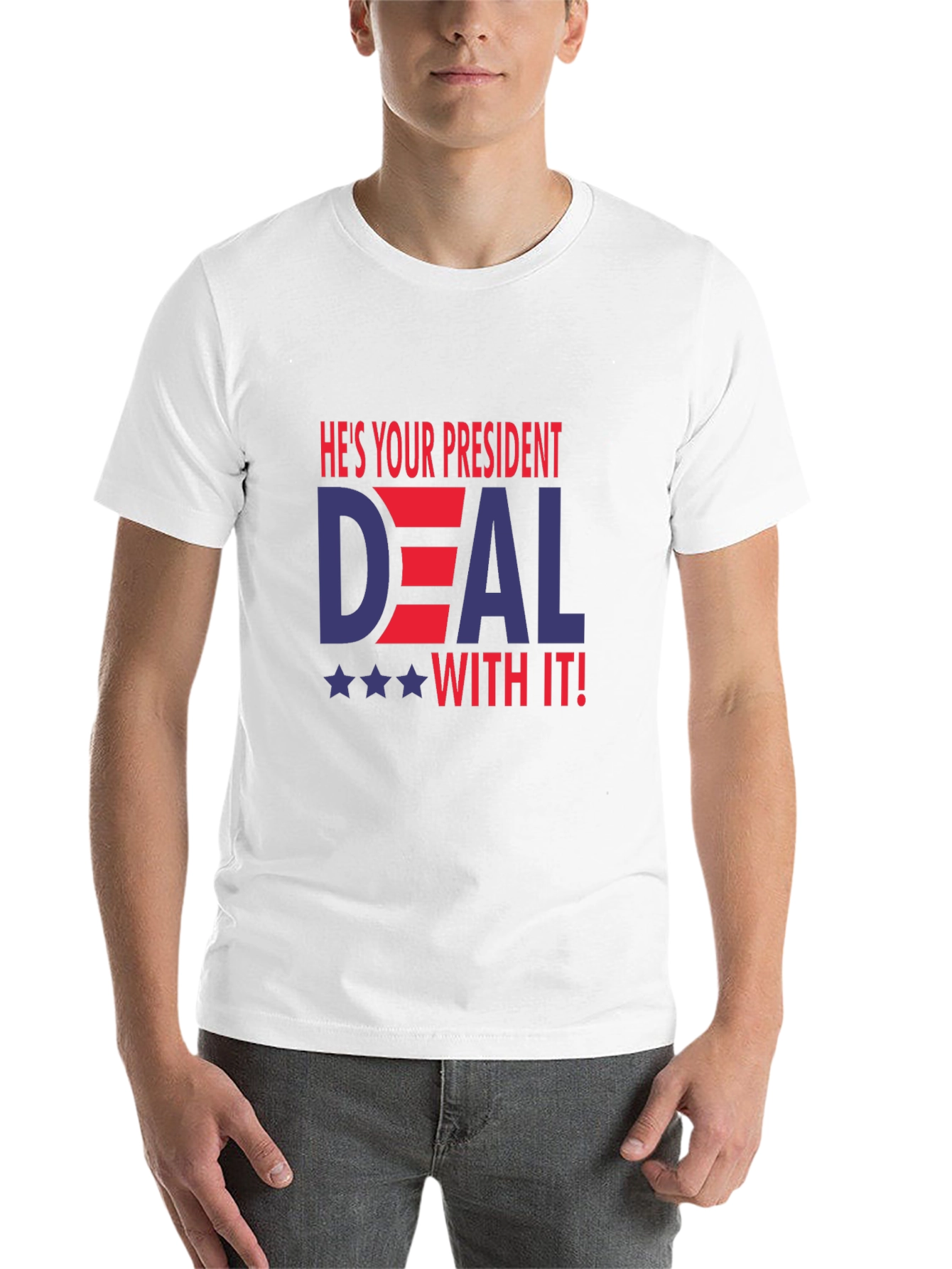 Black He's Your President Deal With It T-Shirt view 14