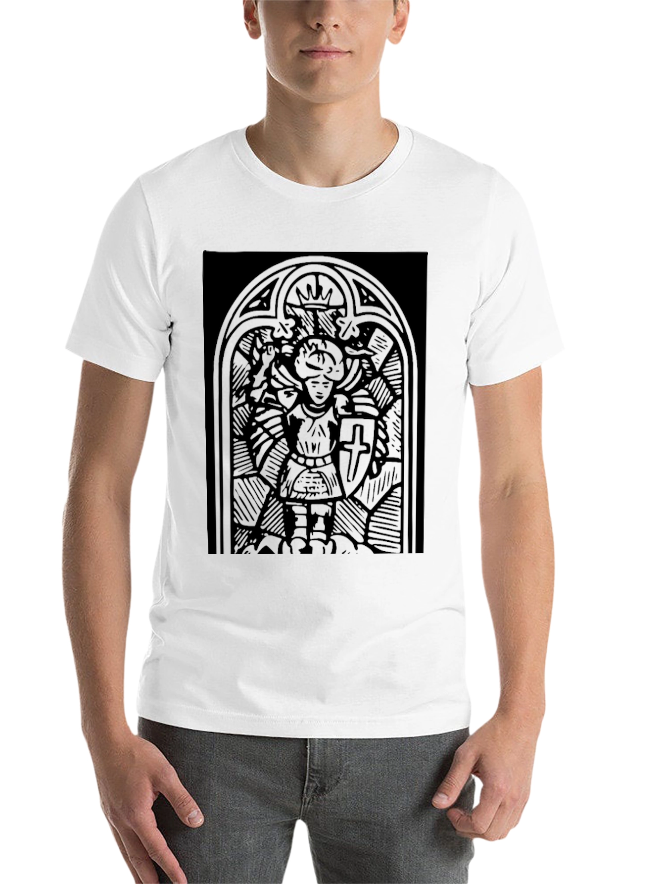 Black Gothic Knight T-Shirt - Black Medieval Warrior Design view 14