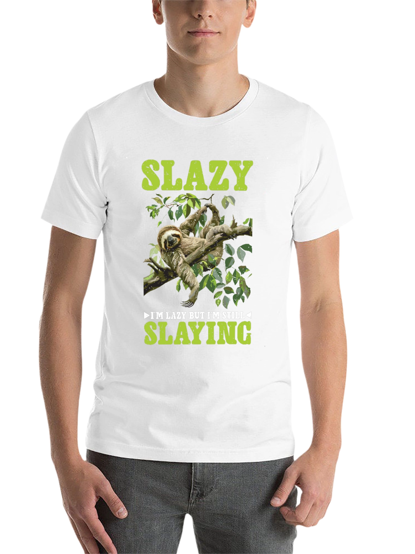 Black Slazy Sloth T-Shirt - Lazy But Still Slaying view 14