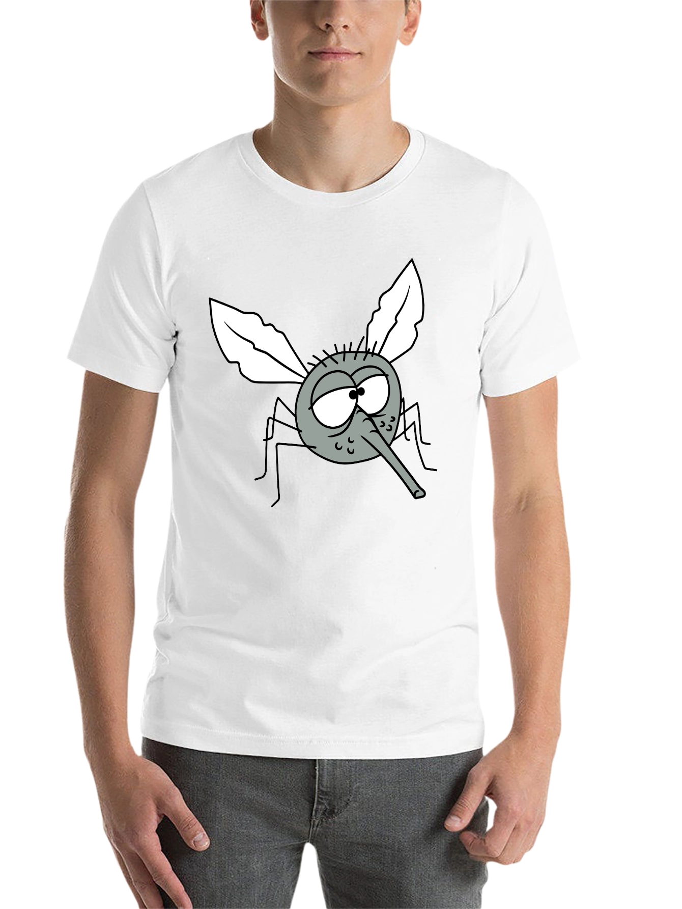 Black Funny Cartoon Mosquito Graphic T-Shirt view 14