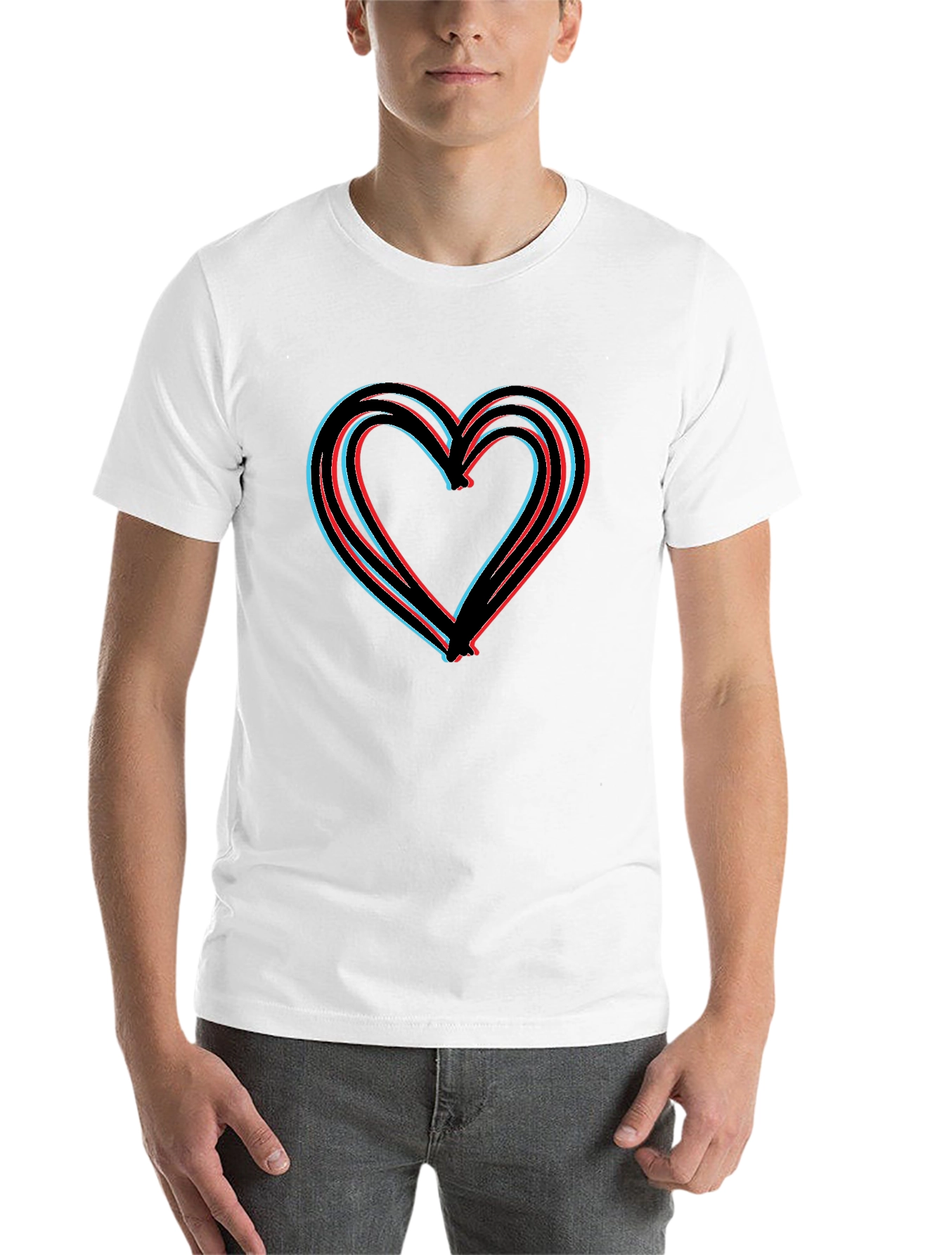 Black Modern Heart Graphic Black T-Shirt view 14