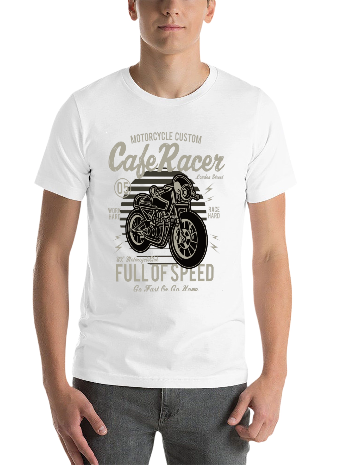 Black Cafe Racer Motorcycle Graphic T-Shirt view 14