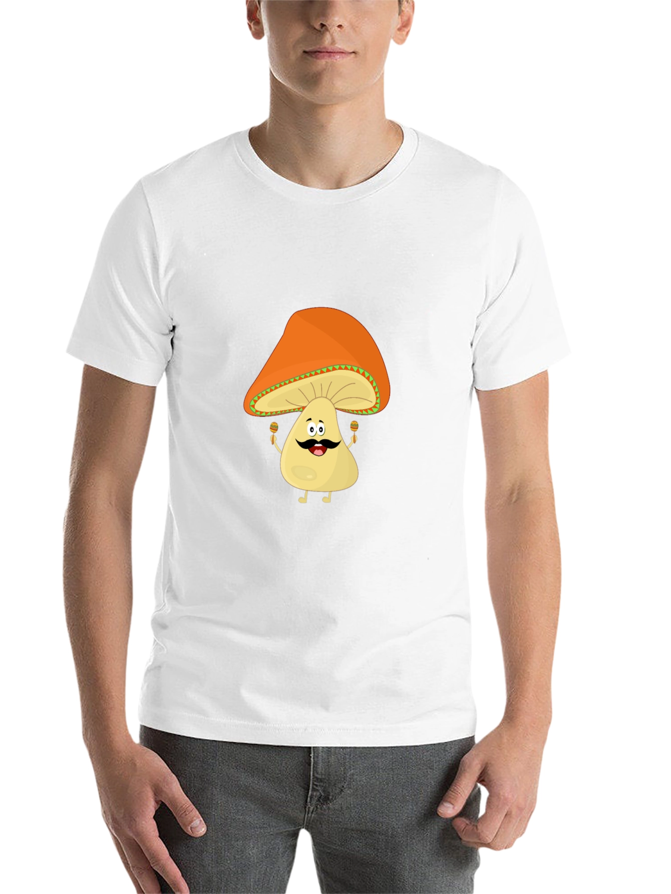 Black Funny Mushroom Man Black T-Shirt view 14