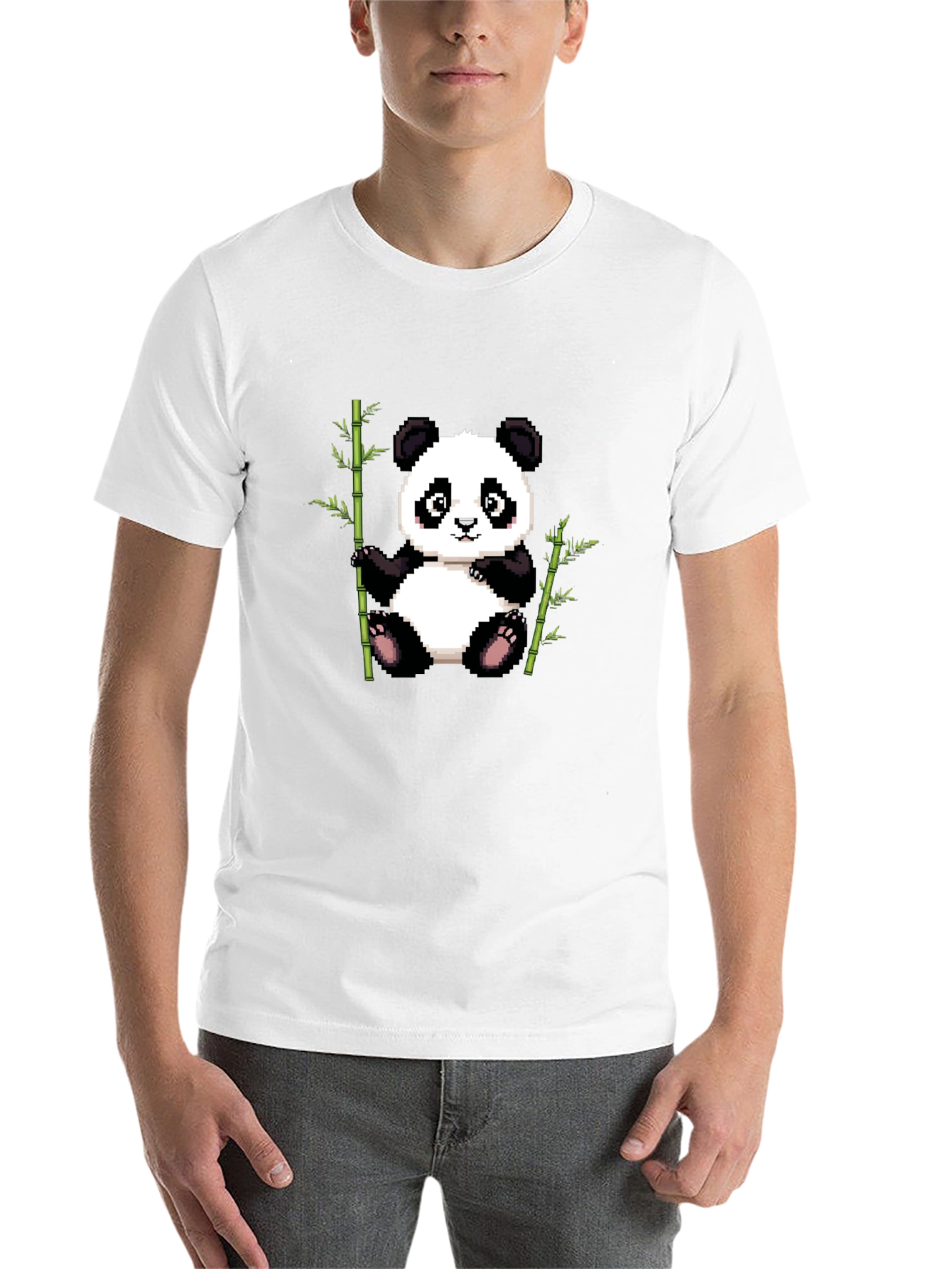 Black Pixel Panda T-Shirt - Cute Panda Bamboo Design view 14