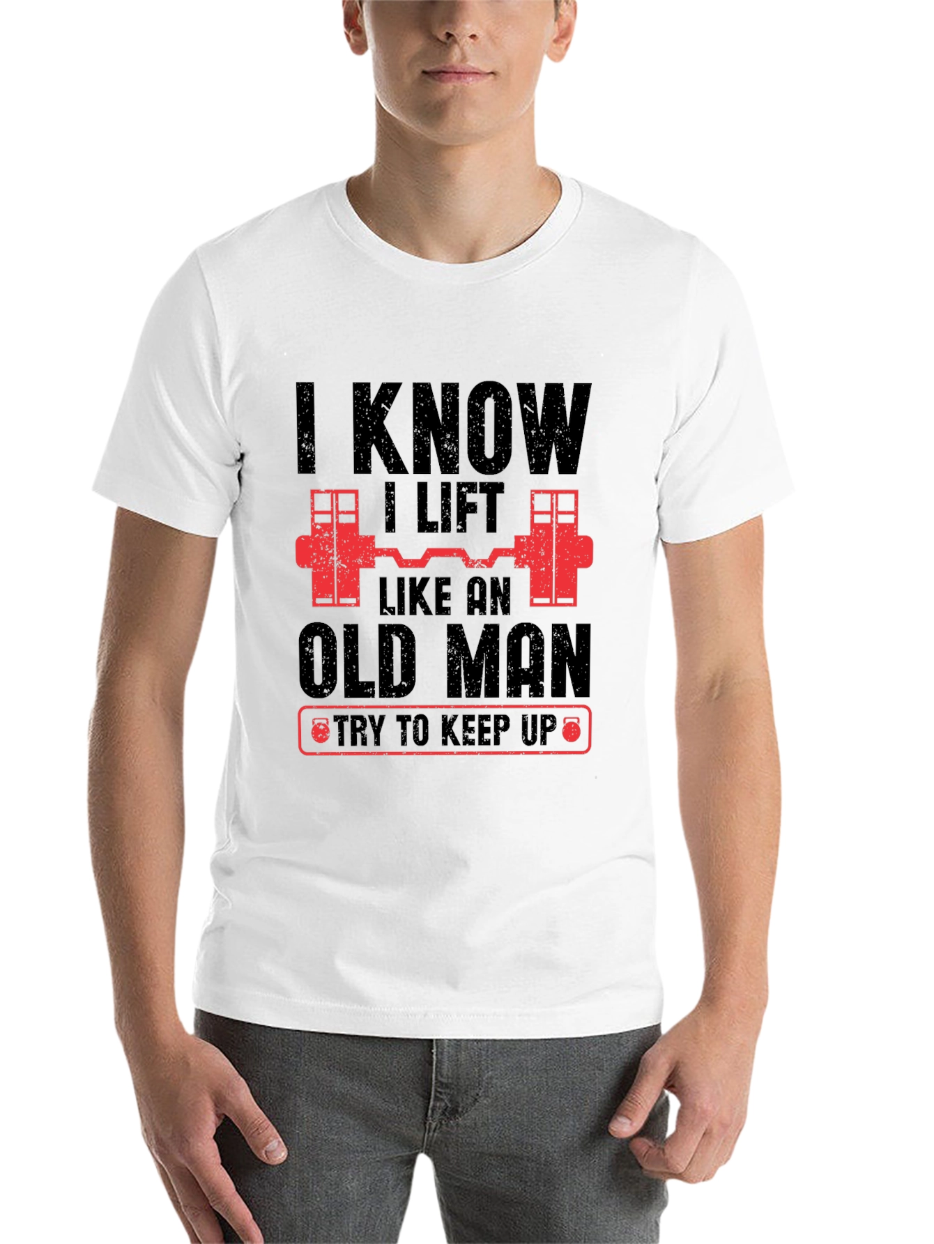 Black I Know I Lift Like An Old Man Funny Gym T-Shirt view 14