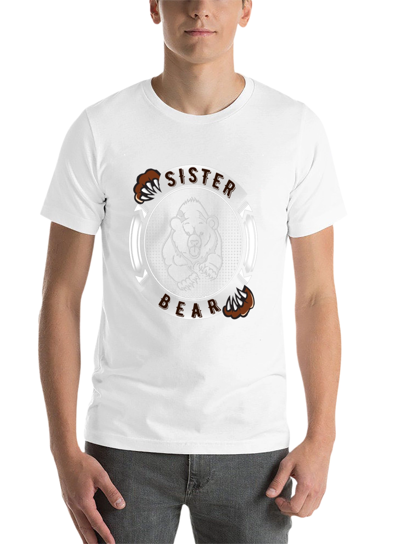 Black Sister Bear Graphic Tee - Black Cotton T-Shirt view 14