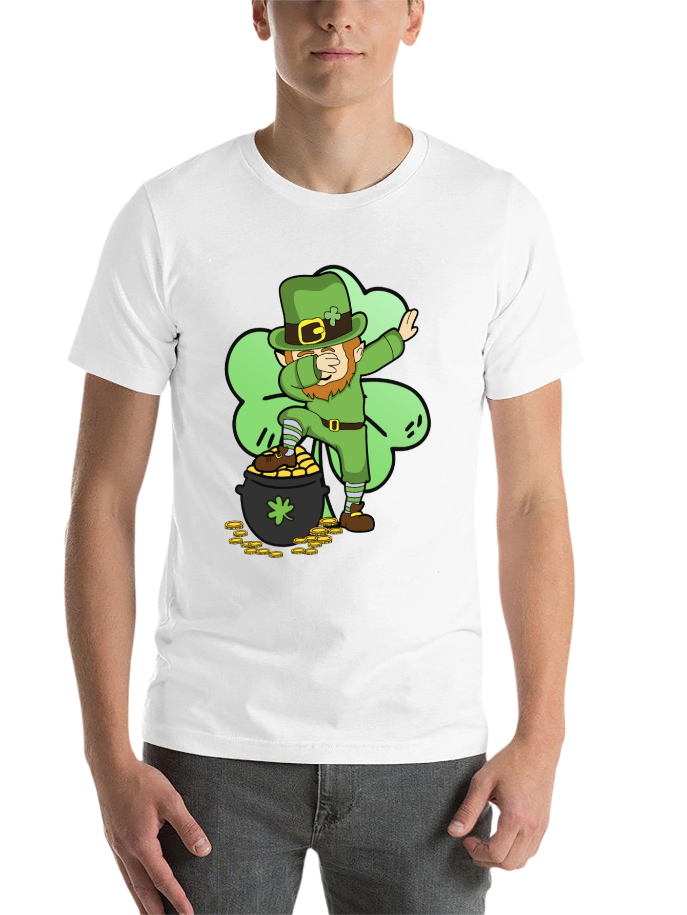 Black St. Patrick's Day Leprechaun Dab T-Shirt view 14