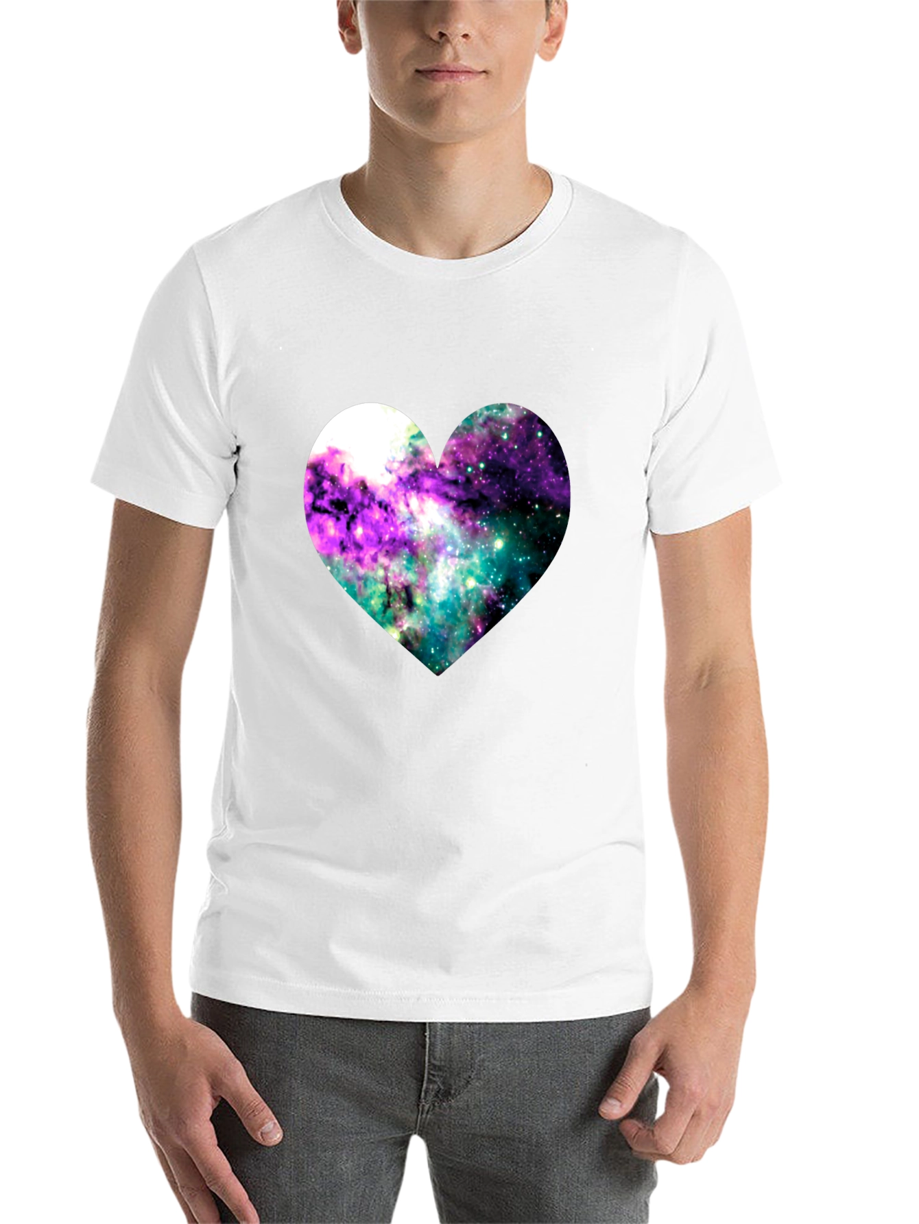 Black Galaxy Heart Graphic Tee - Black Cotton Blend view 14