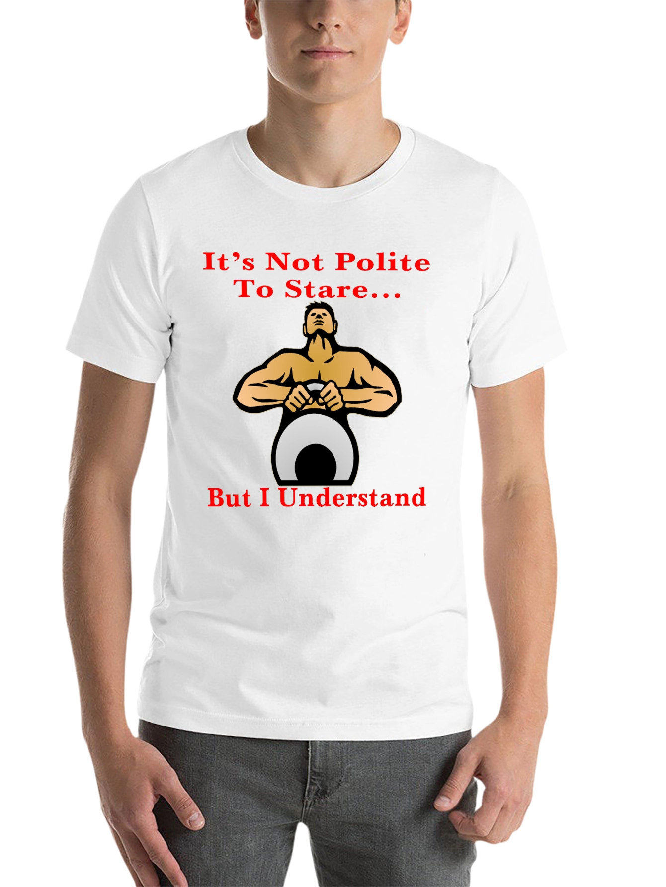 Black Funny Fitness T-Shirt: It's Not Polite To Stare... view 14