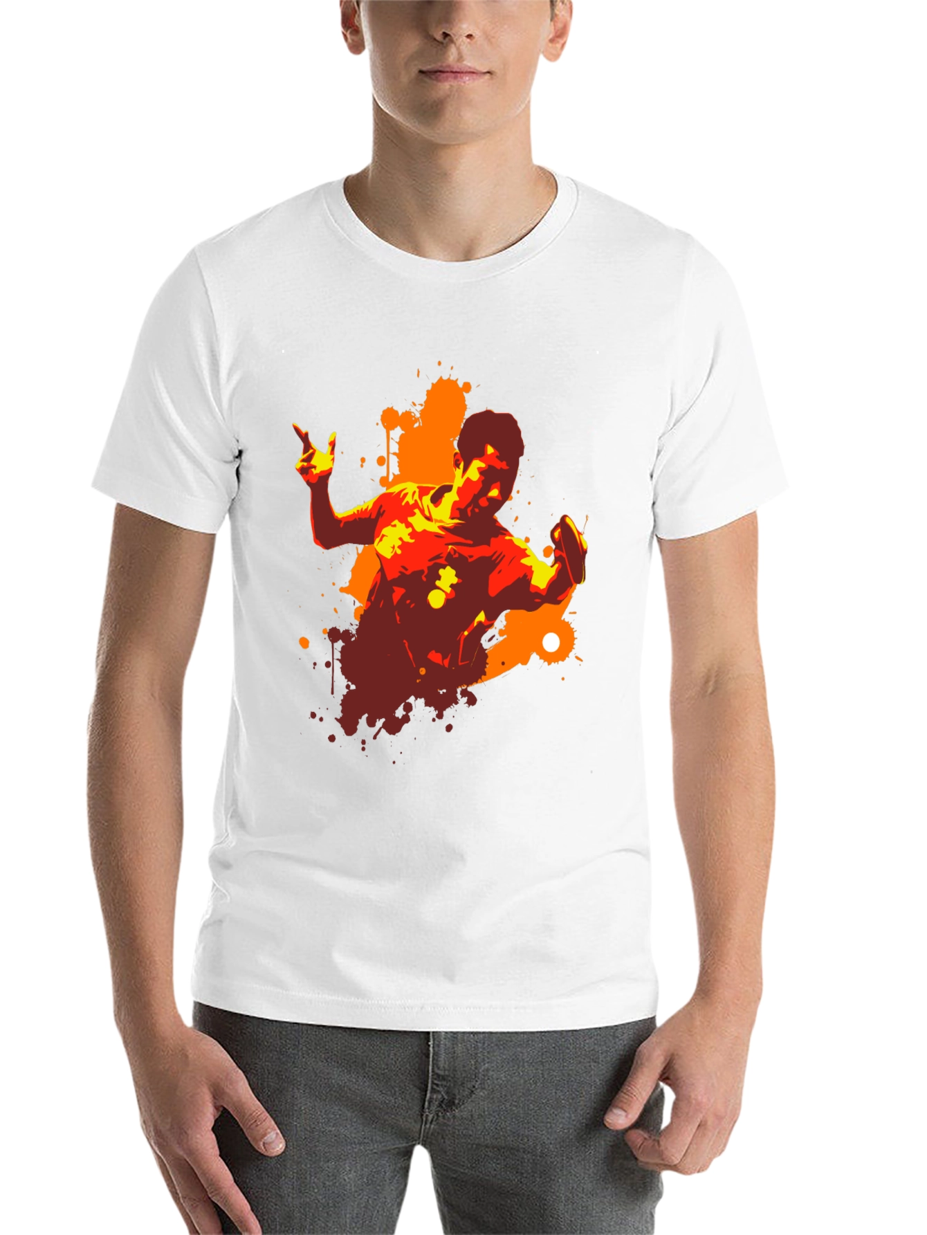 Black Graphic Print Men's Black T-Shirt view 14