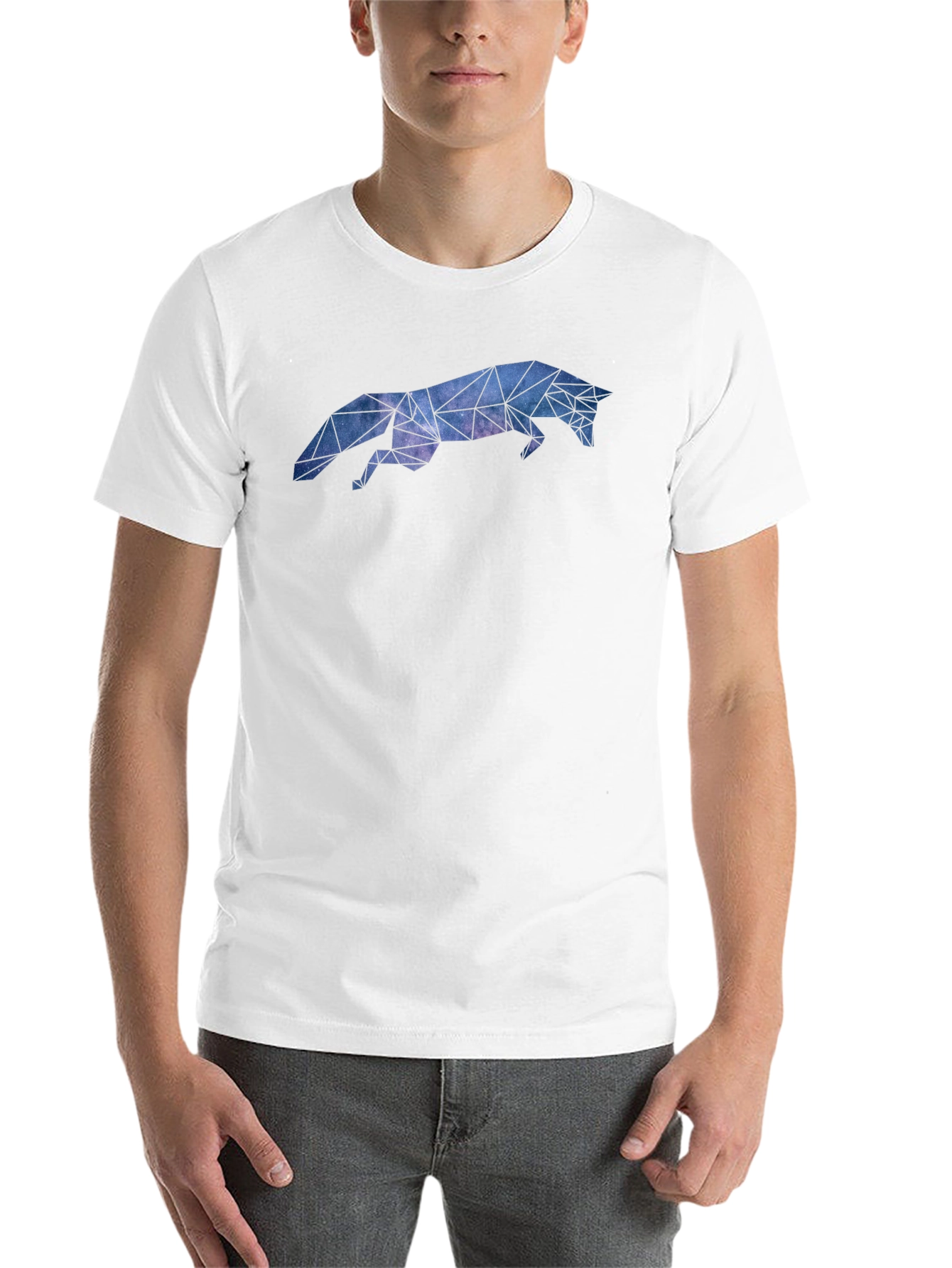 Black Geometric Galaxy Fox T-Shirt - Modern Print view 14