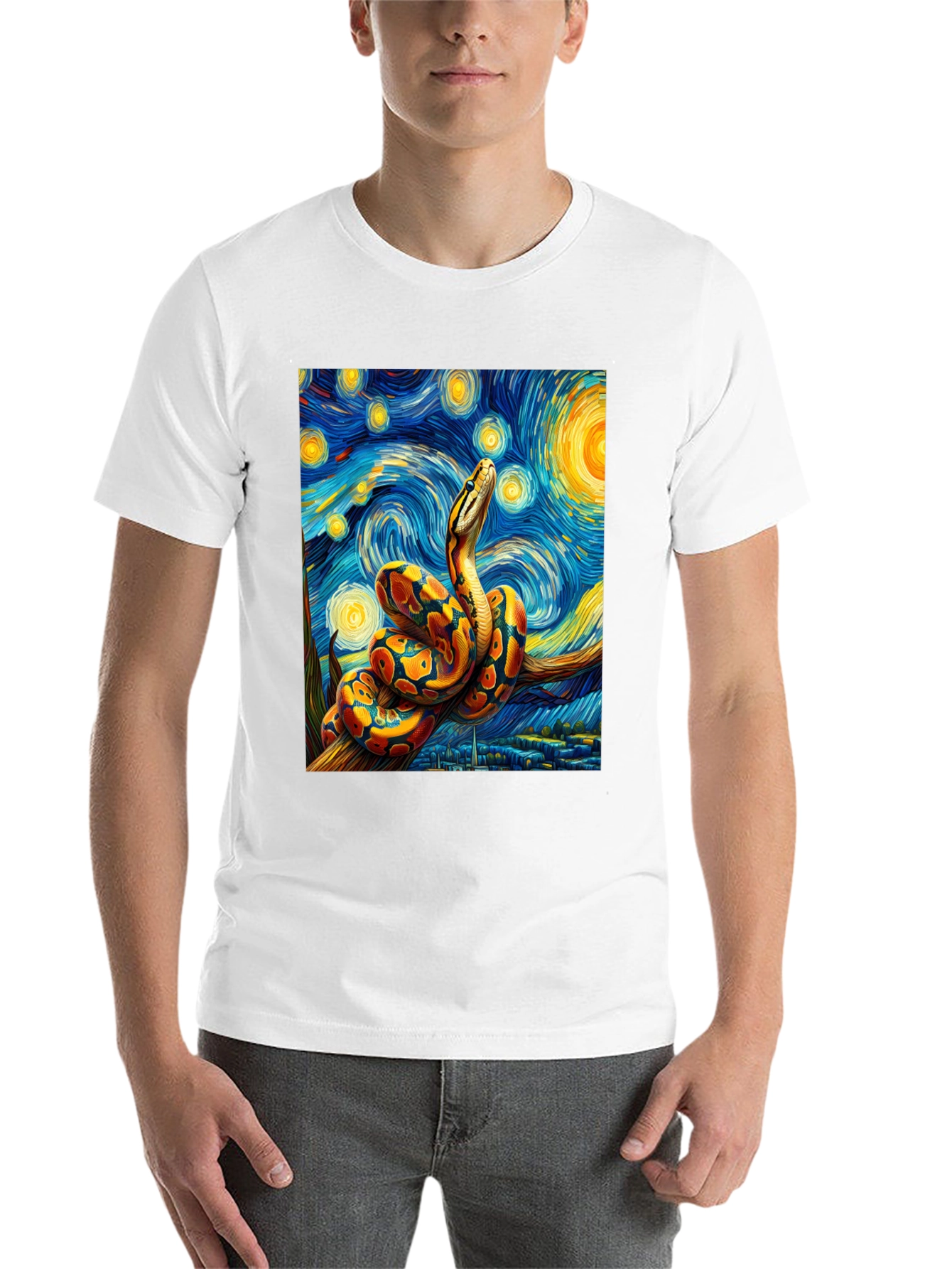 Black Starry Night Snake T-Shirt view 14