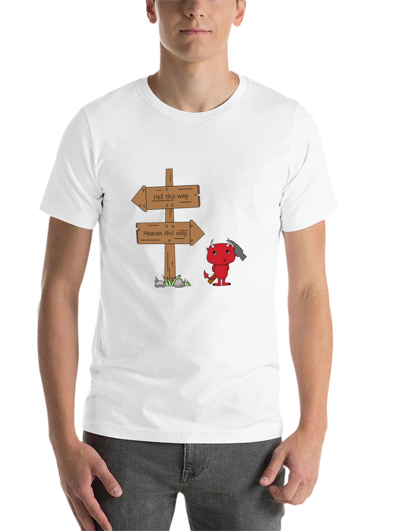Black Heaven or Hell T-Shirt - Funny Devil Graphic Tee view 14