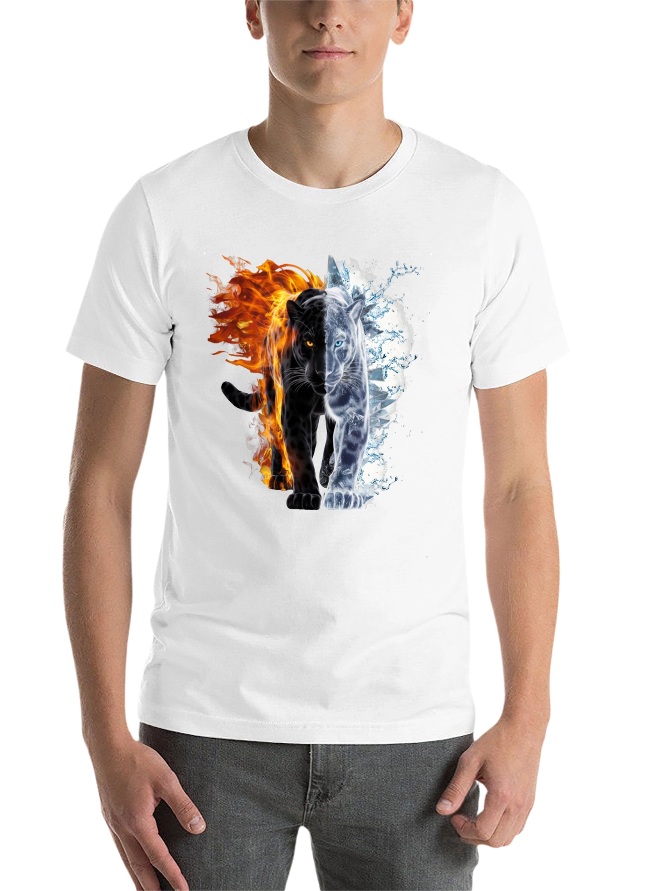 Black Fire and Ice Panther Graphic Tee - Black view 14