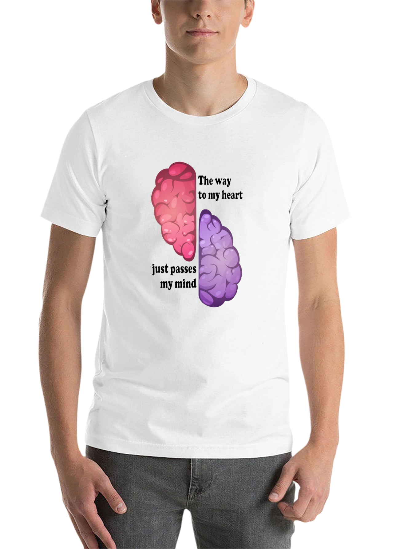 Black Brain Humor Graphic T-Shirt - The Way to My Heart view 14