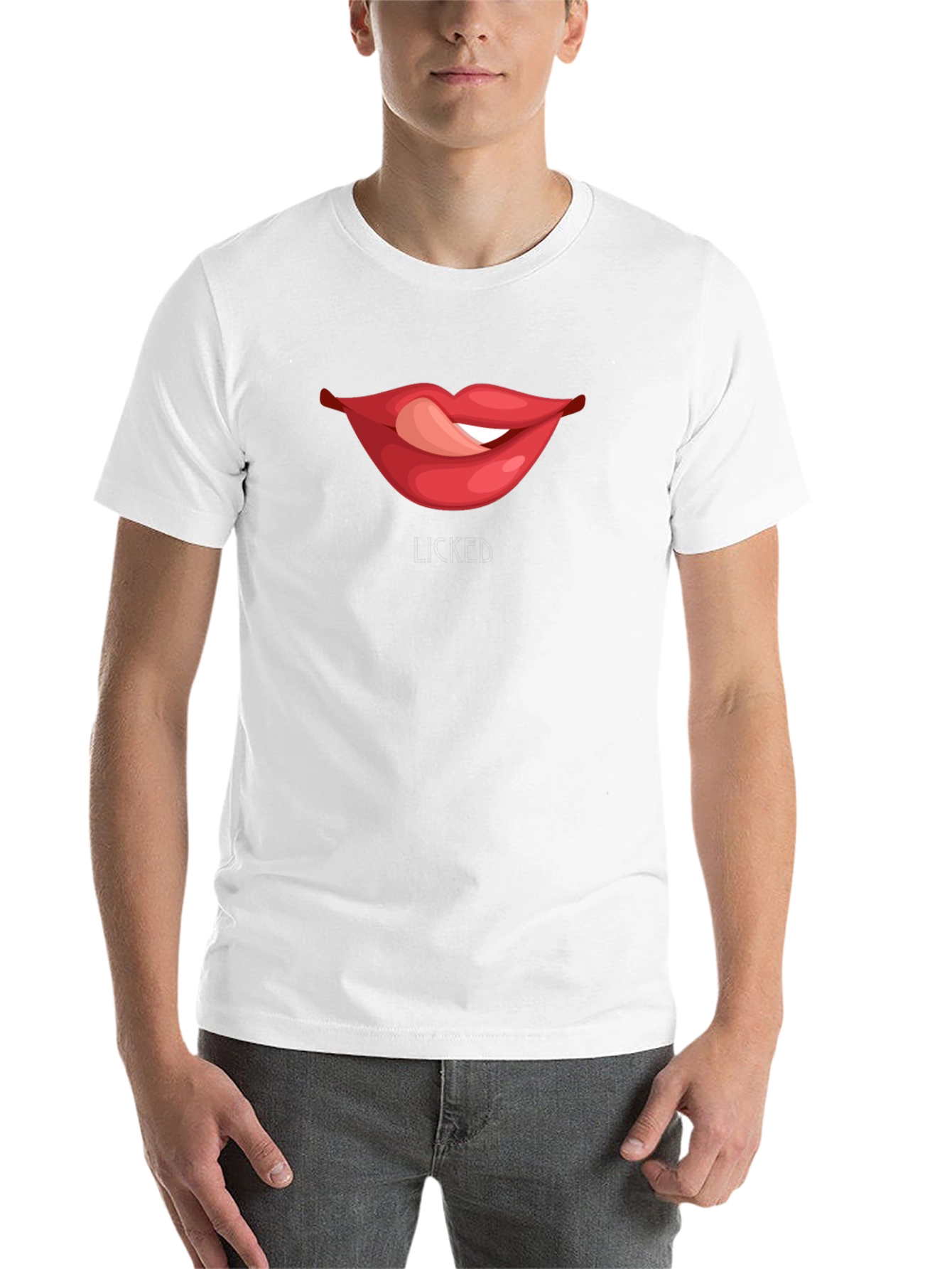 Black Licked Lips Graphic Tee - Black Cotton Blend T-Shirt view 14