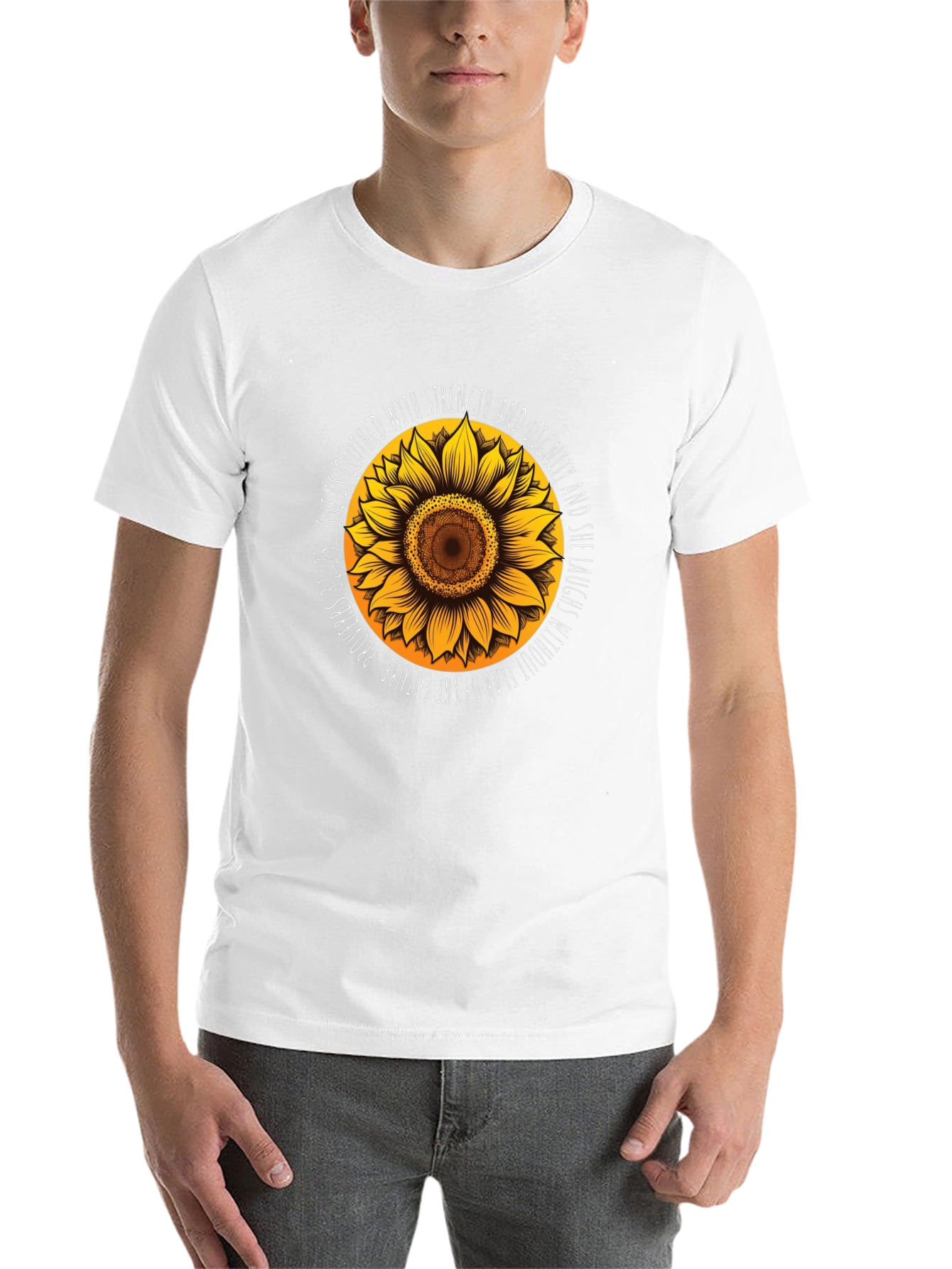 Black Sunflower Proverbs T-Shirt: Strength & Dignity view 14