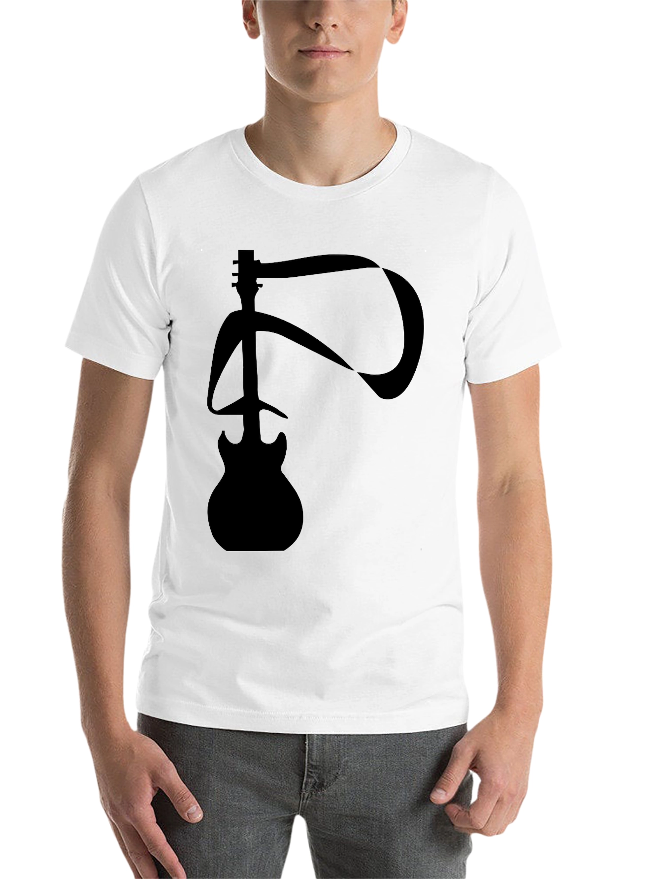 Black Abstract Guitar Graphic T-Shirt view 14