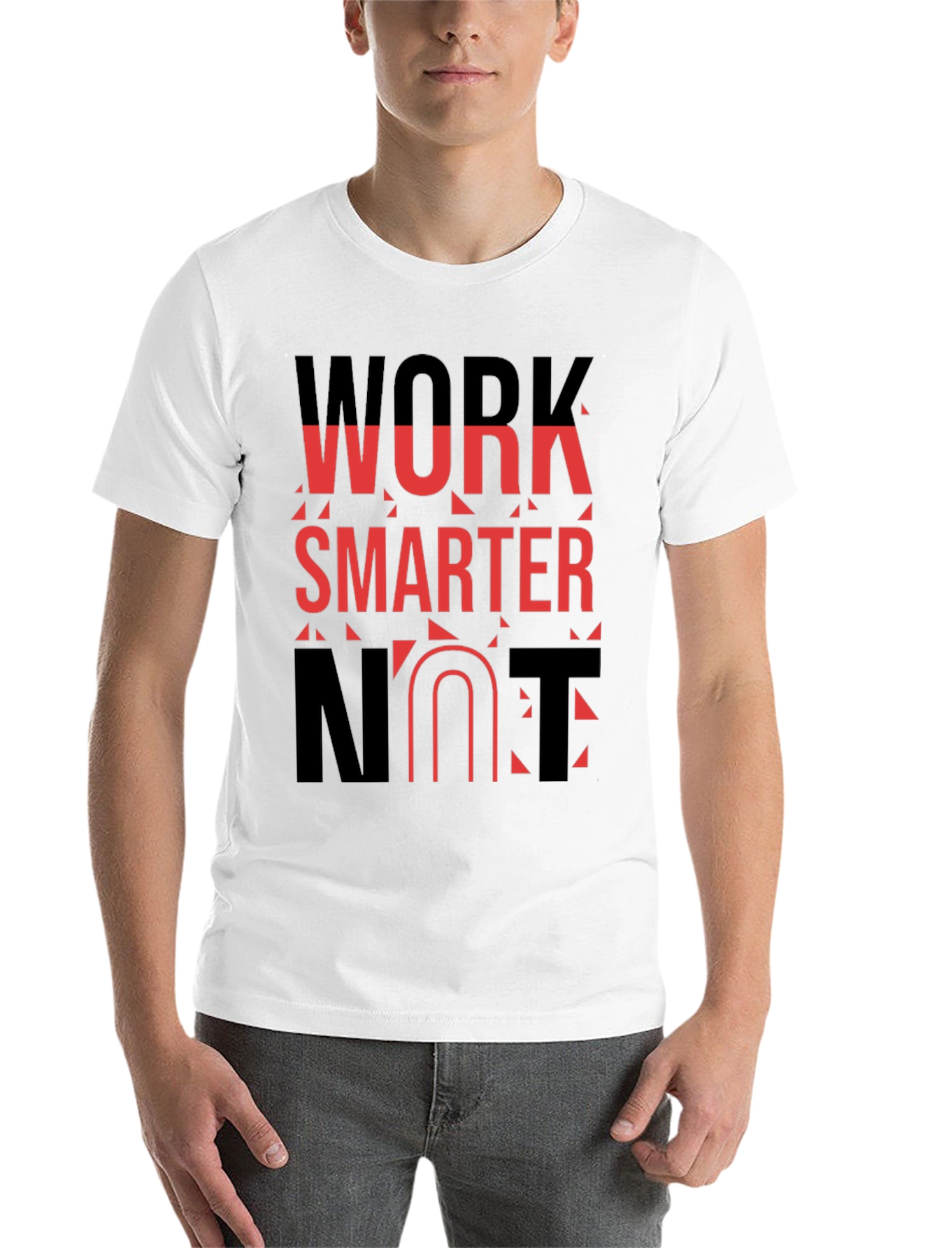 Black Work Smarter T-Shirt - Black, Bold Graphic Tee view 14