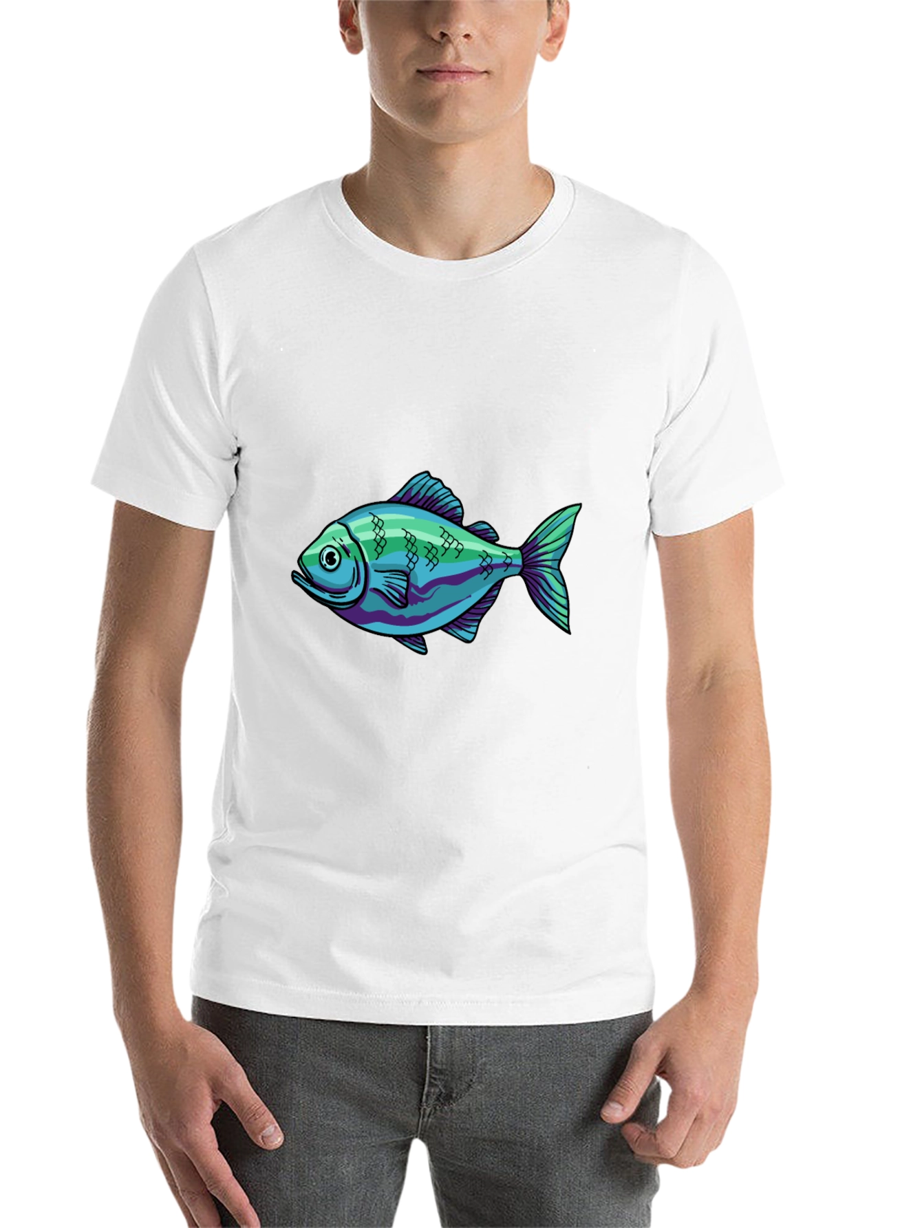 Black Cool Fish Graphic Black T-Shirt view 14