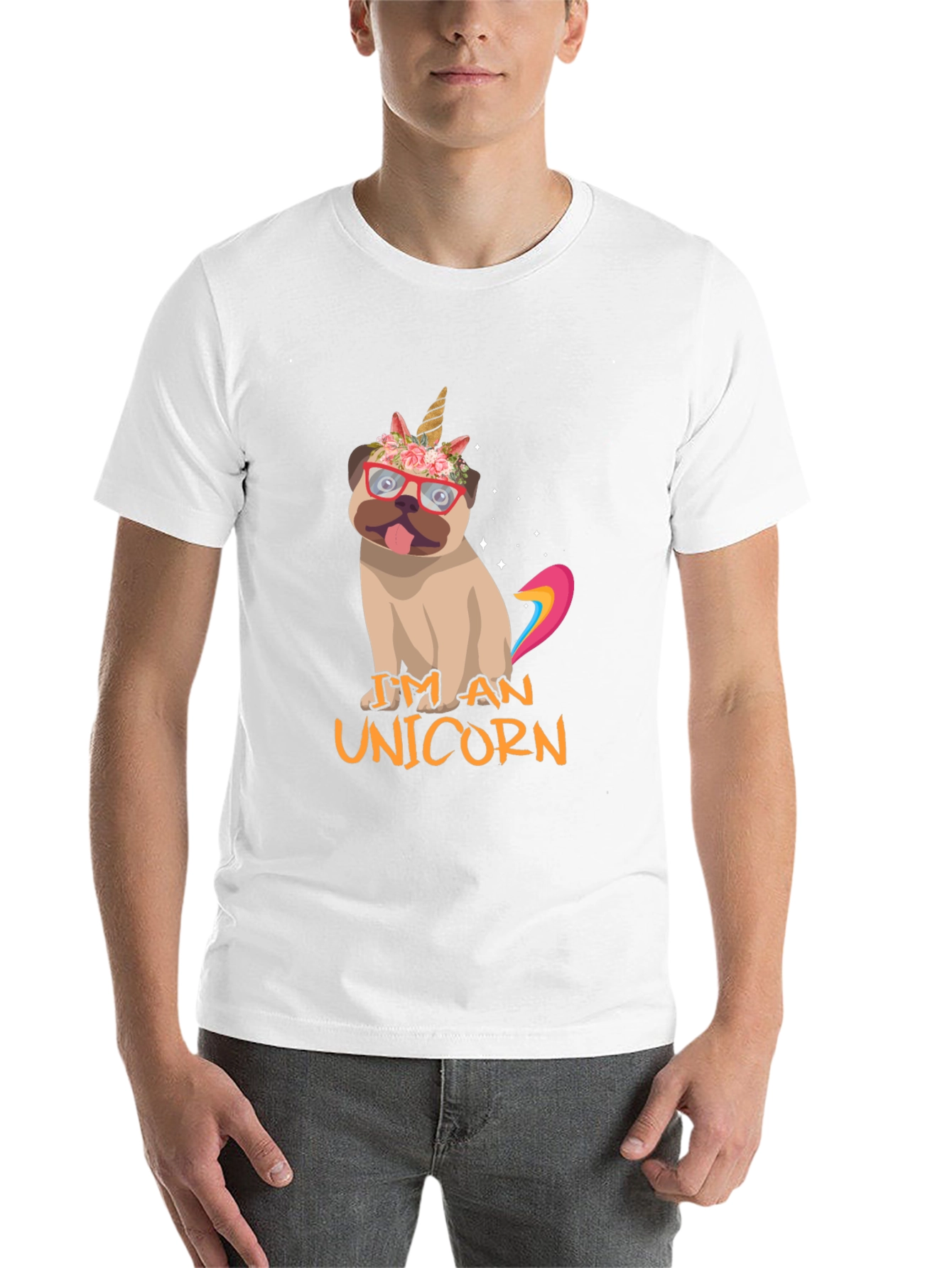 Black I'm An Unicorn Pug T-Shirt view 14