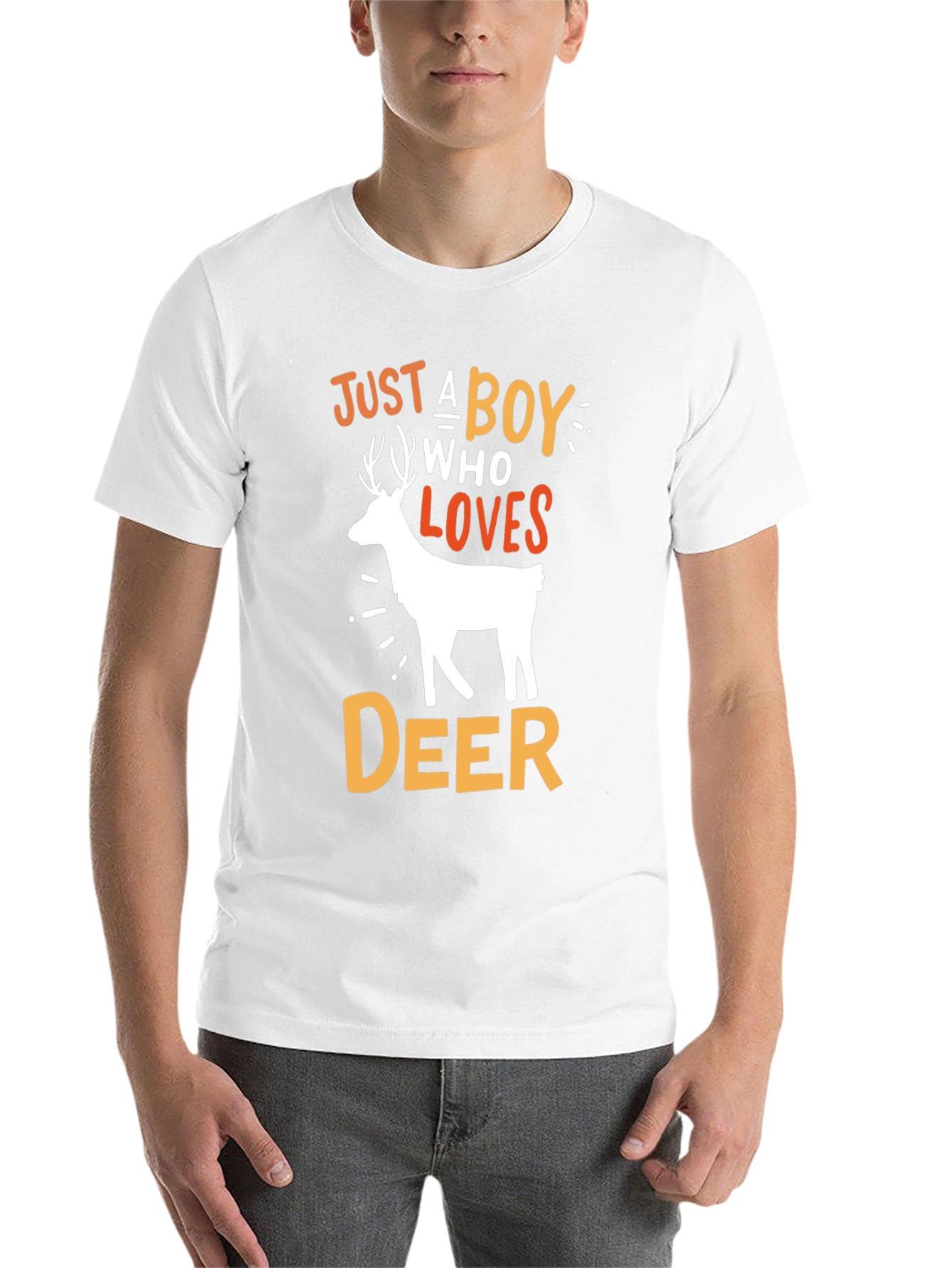Black Just A Boy Who Loves Deer Graphic T-Shirt view 14