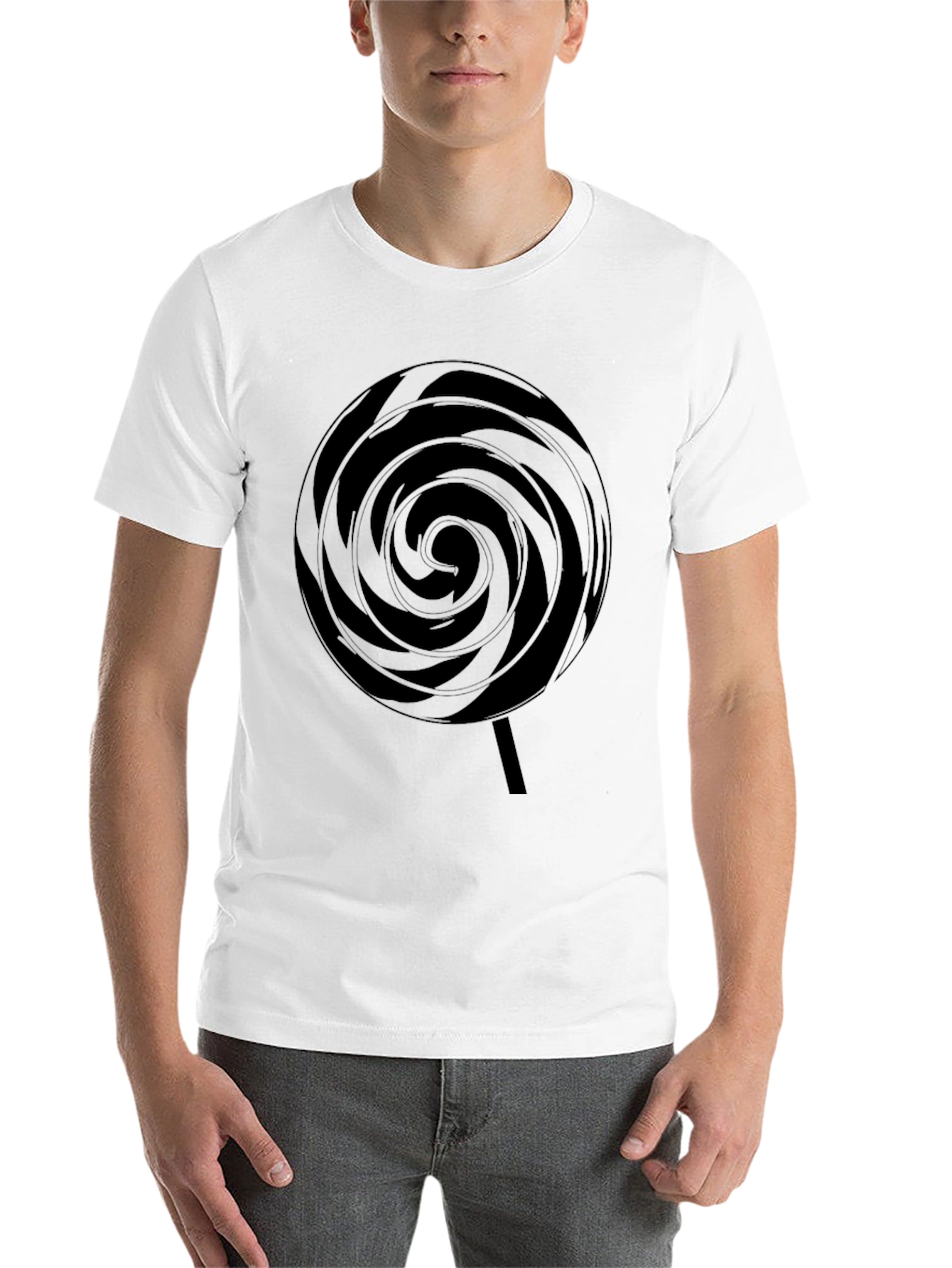 Black Swirl Lollipop Graphic Black T-Shirt view 14