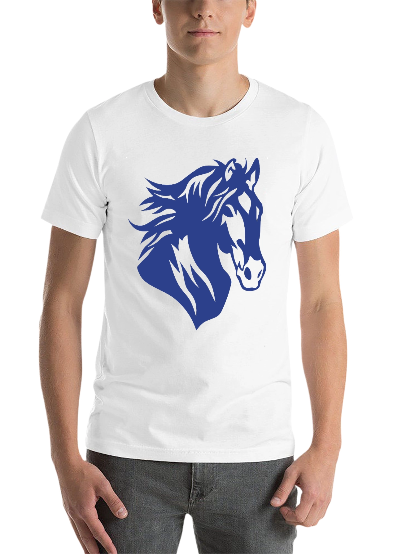 Black Horse Silhouette Graphic Tee - Black Cotton T-Shirt view 14