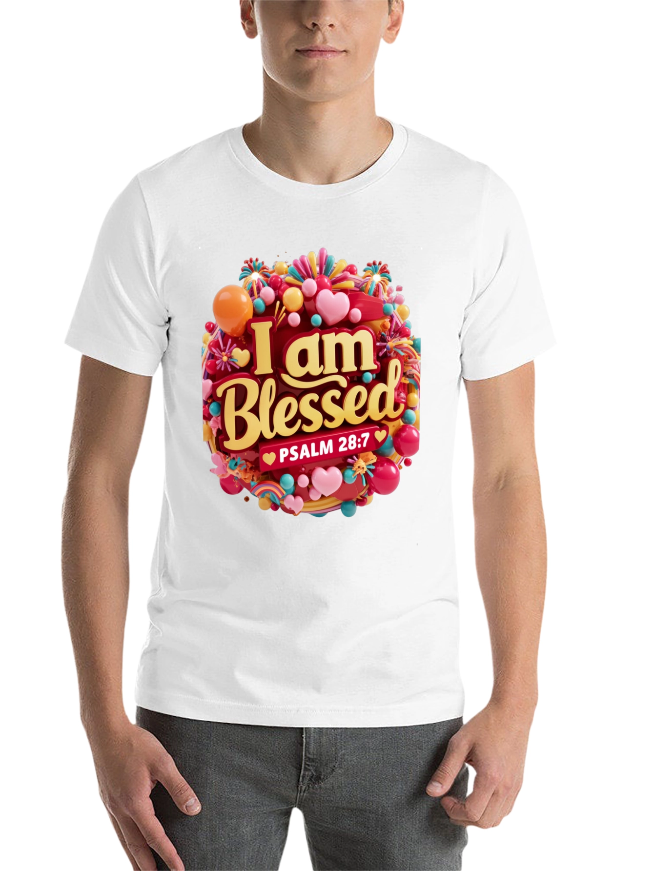 Black I Am Blessed T-Shirt - Psalm 28:7 - Christian Apparel view 14