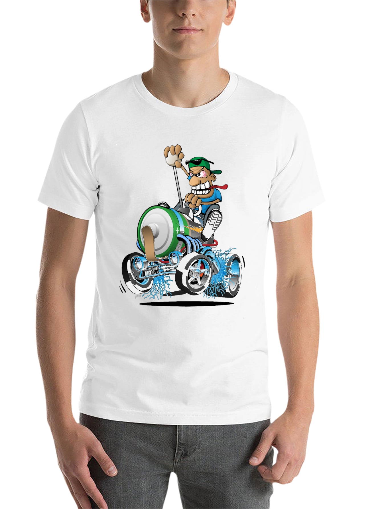 Black Cartoon Race Car T-Shirt view 14