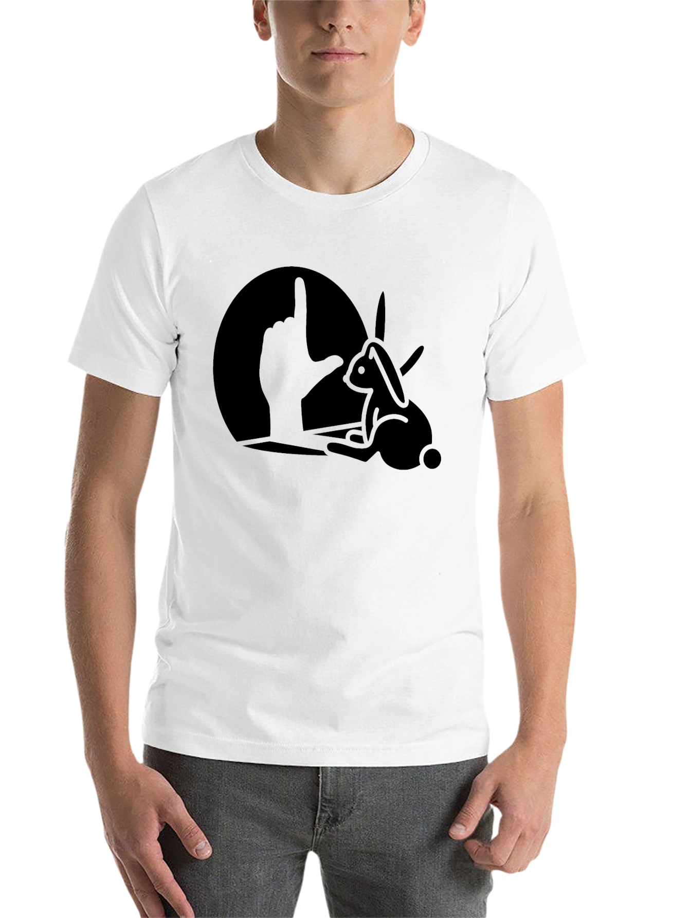 Black Rabbit Shadow Puppet Men's Graphic T-Shirt view 14