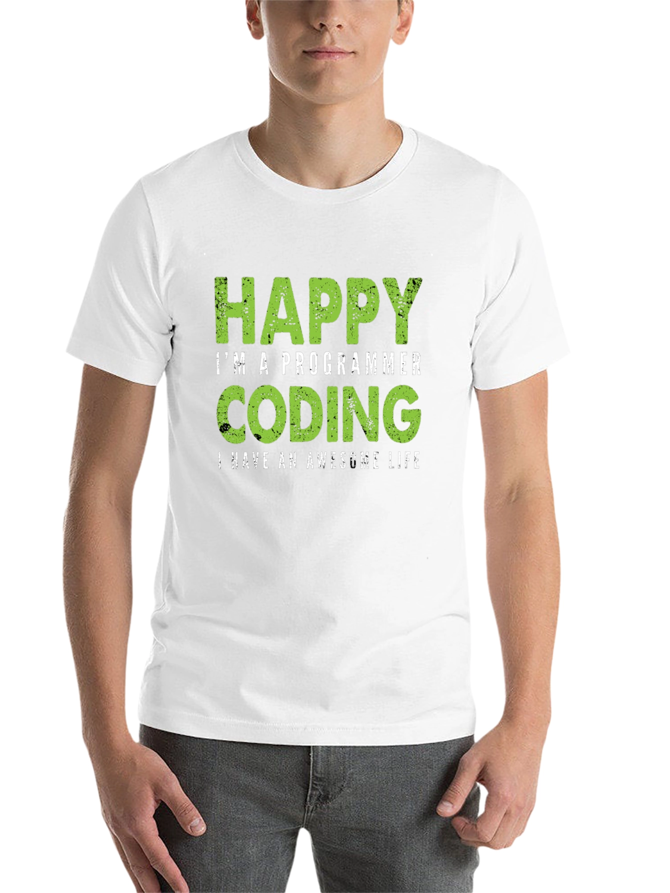 Black Happy Programmer Coding T-Shirt - Awesome Life view 14