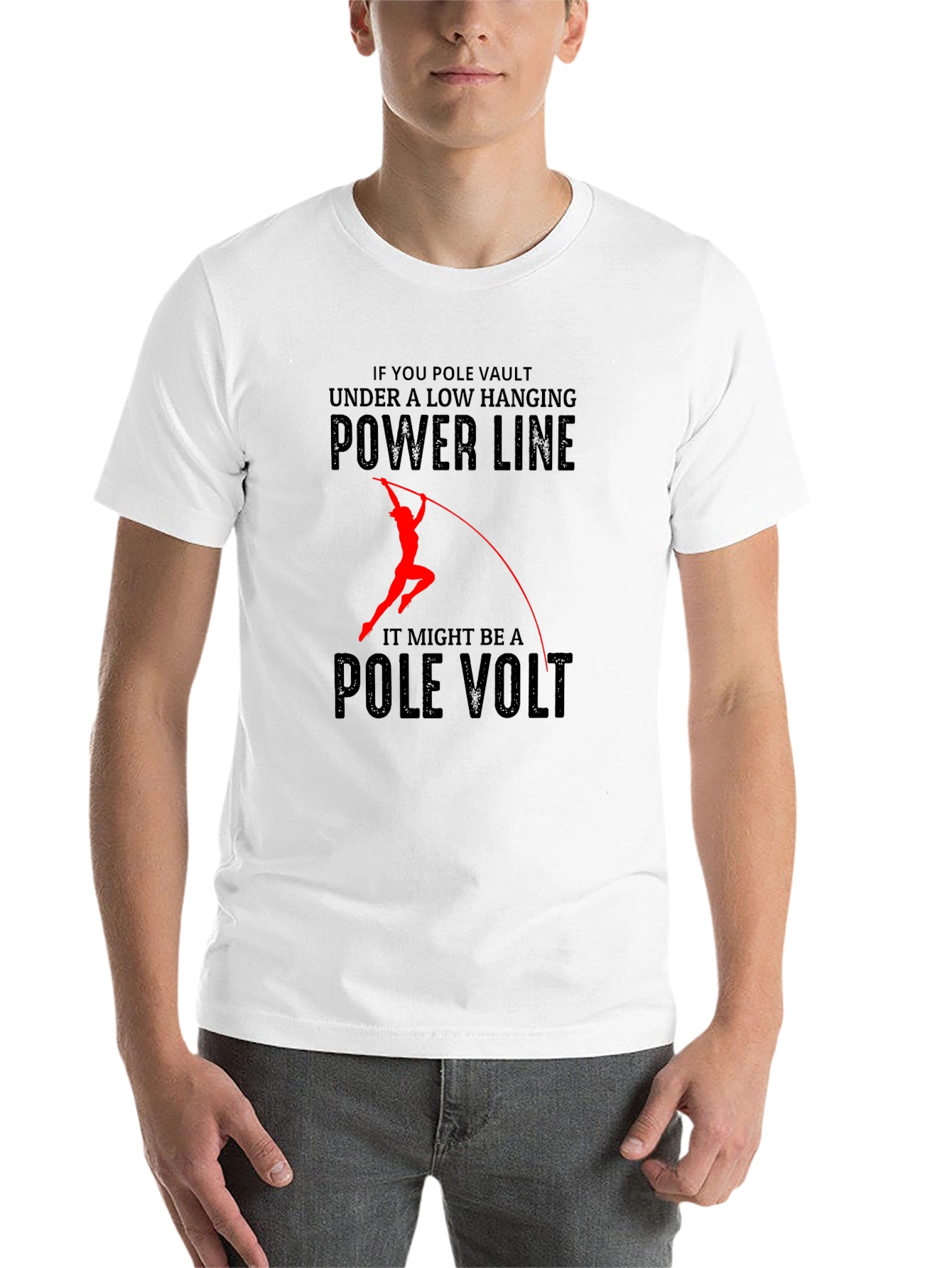 Black Funny Pole Vaulting T-Shirt view 14