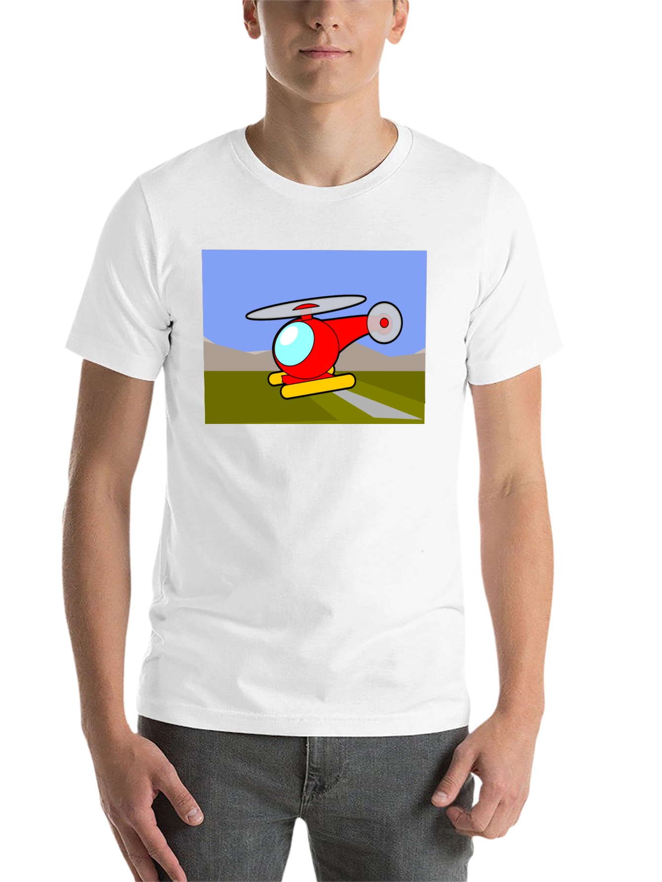 Black Cartoon Helicopter Graphic T-Shirt - Black view 14