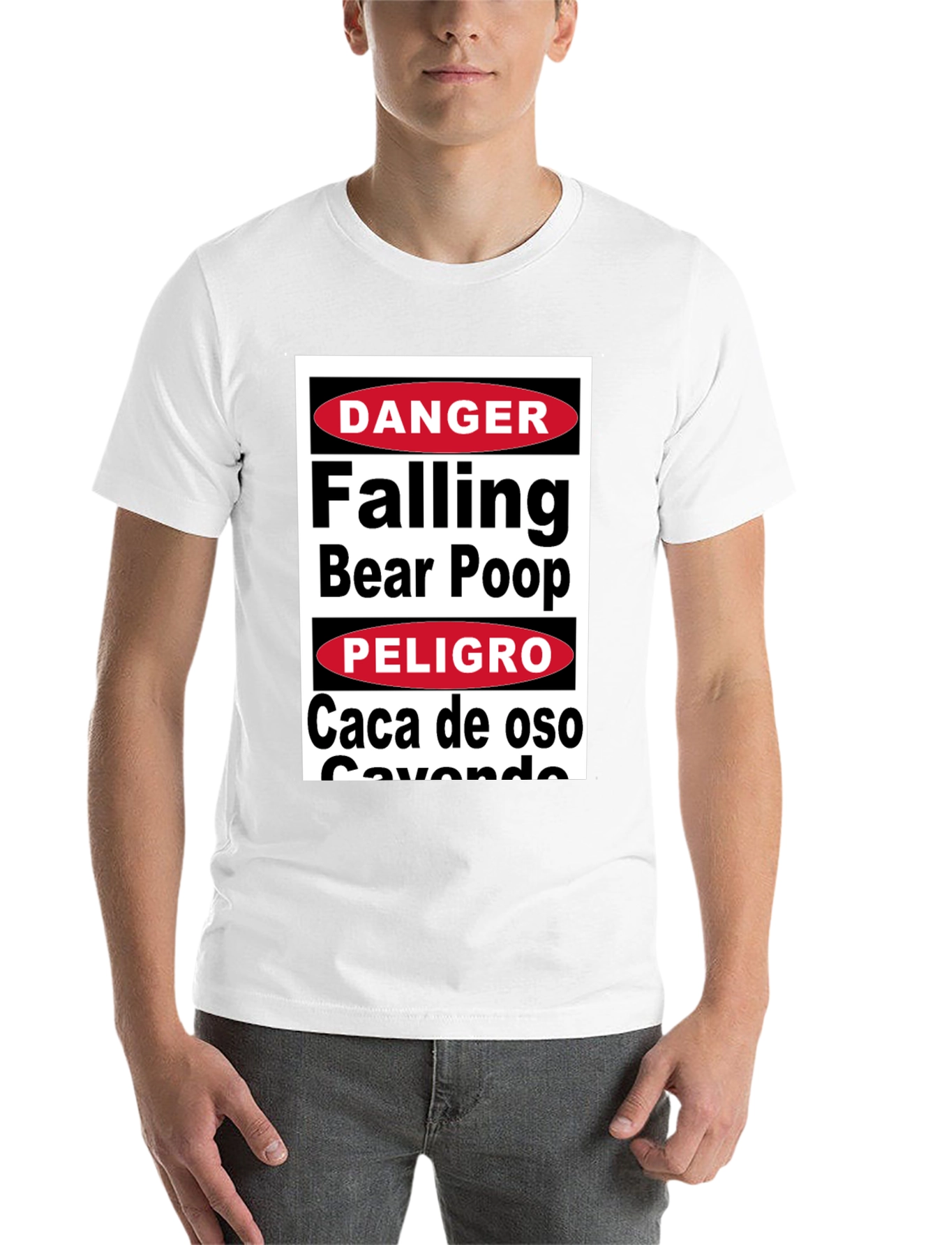 Black Danger Falling Bear Poop T-Shirt Funny Graphic Tee view 14