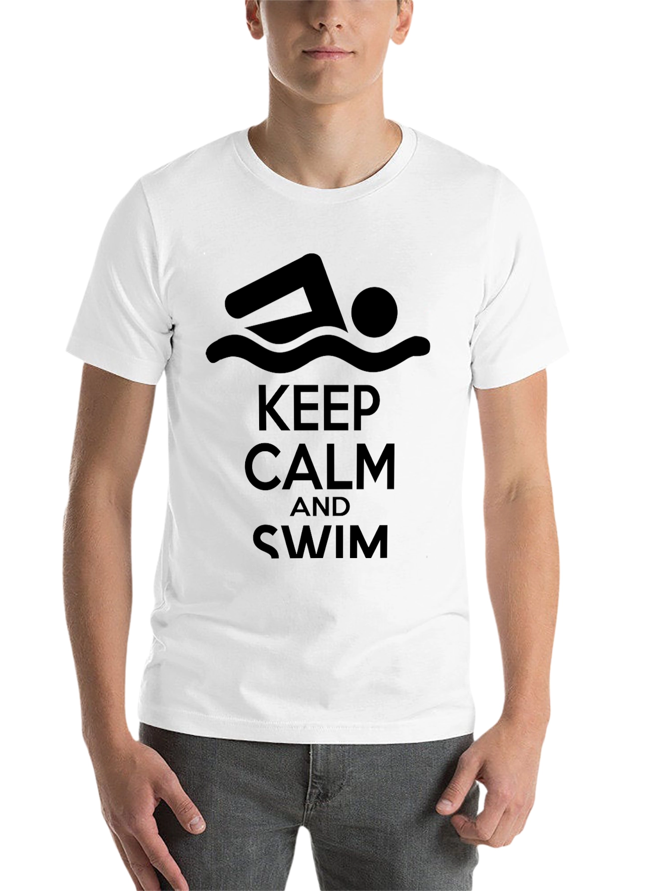 Black Keep Calm and Swim Black T-Shirt view 14