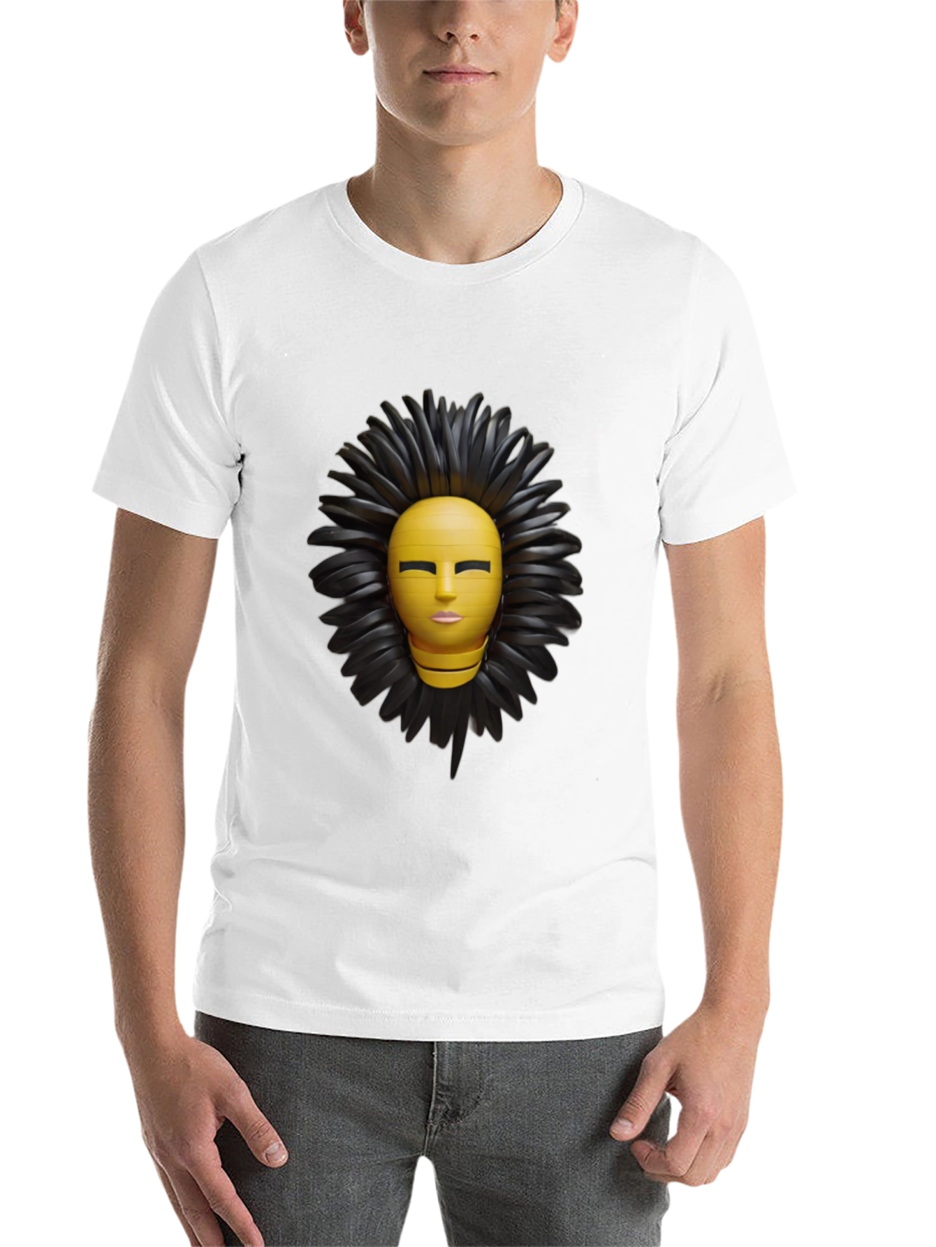 Black Abstract Face Graphic Print T-Shirt view 14