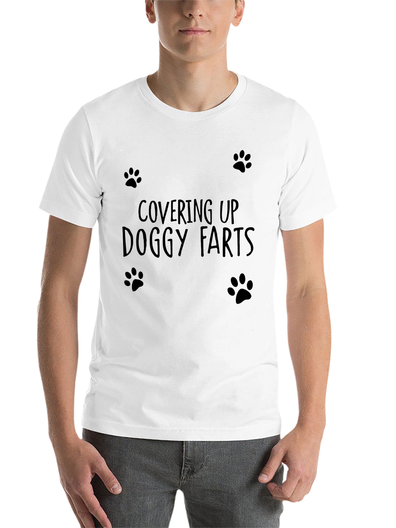 Black Covering Up Doggy Farts Graphic Tee view 14