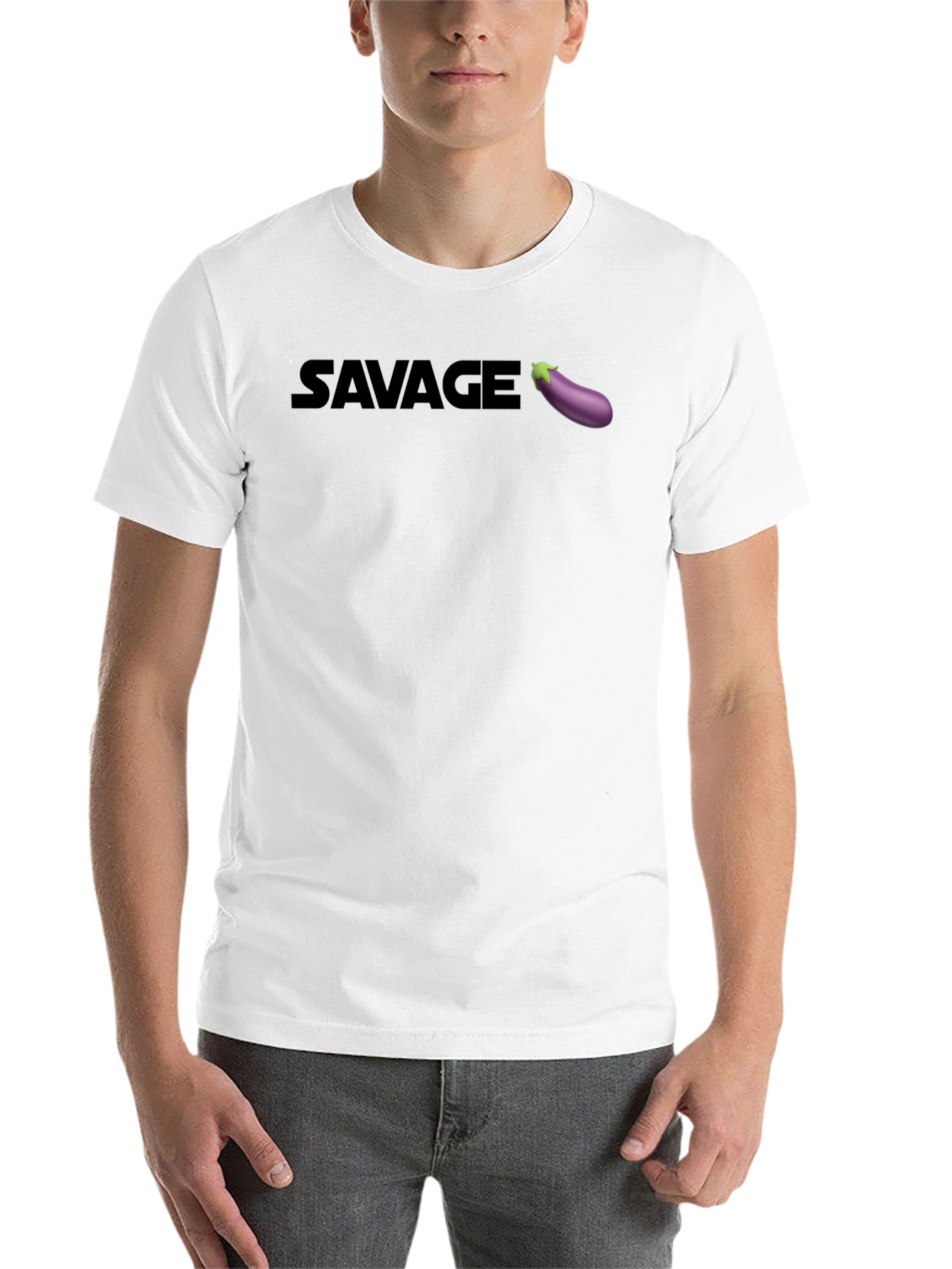 Black Savage Eggplant Graphic Tee - Unisex Black T-Shirt view 14