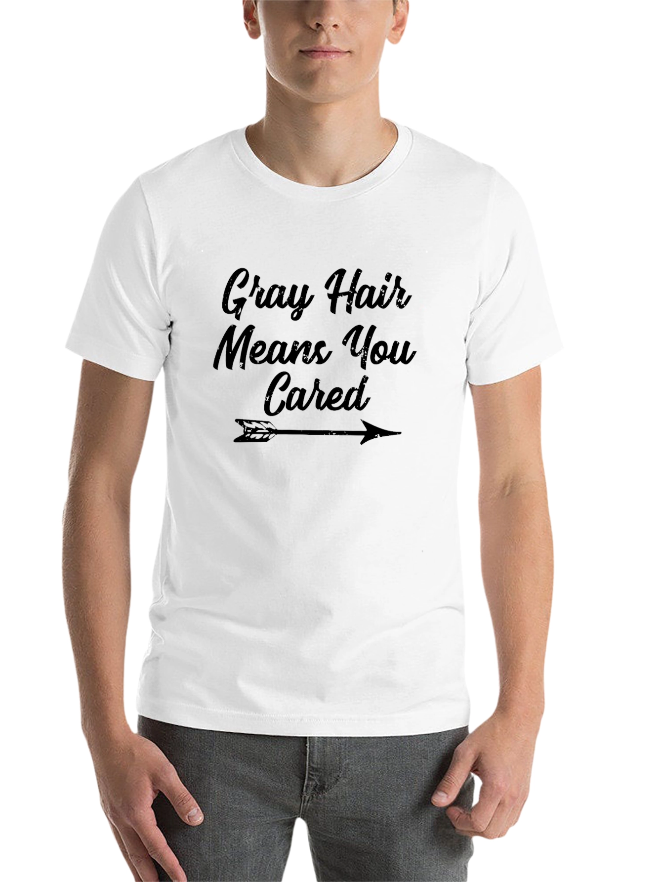 Black Gray Hair Means You Cared Graphic Tee view 14