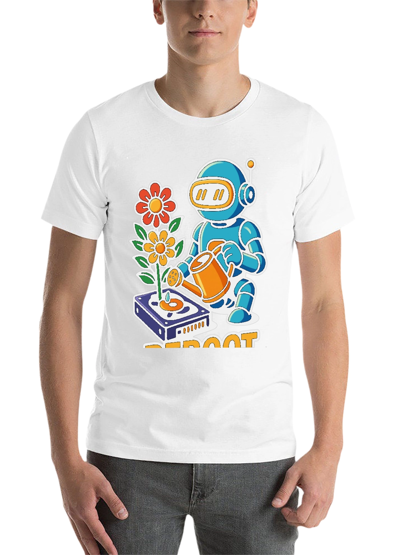 Black Reboot Robot Gardener Graphic T-Shirt - Black view 14