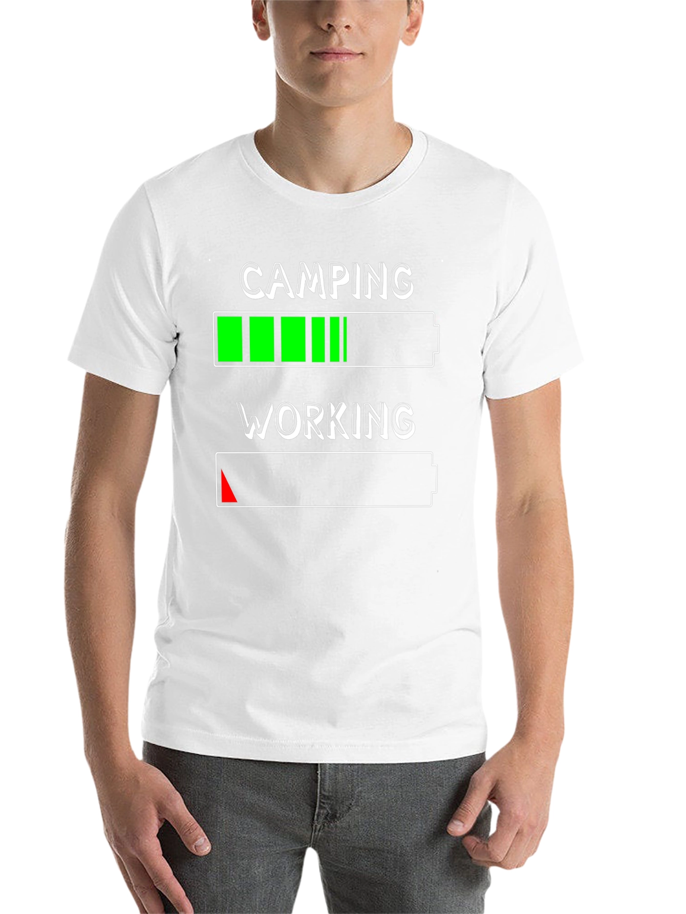 Black Camping Over Working T-Shirt - Battery Life Design view 14