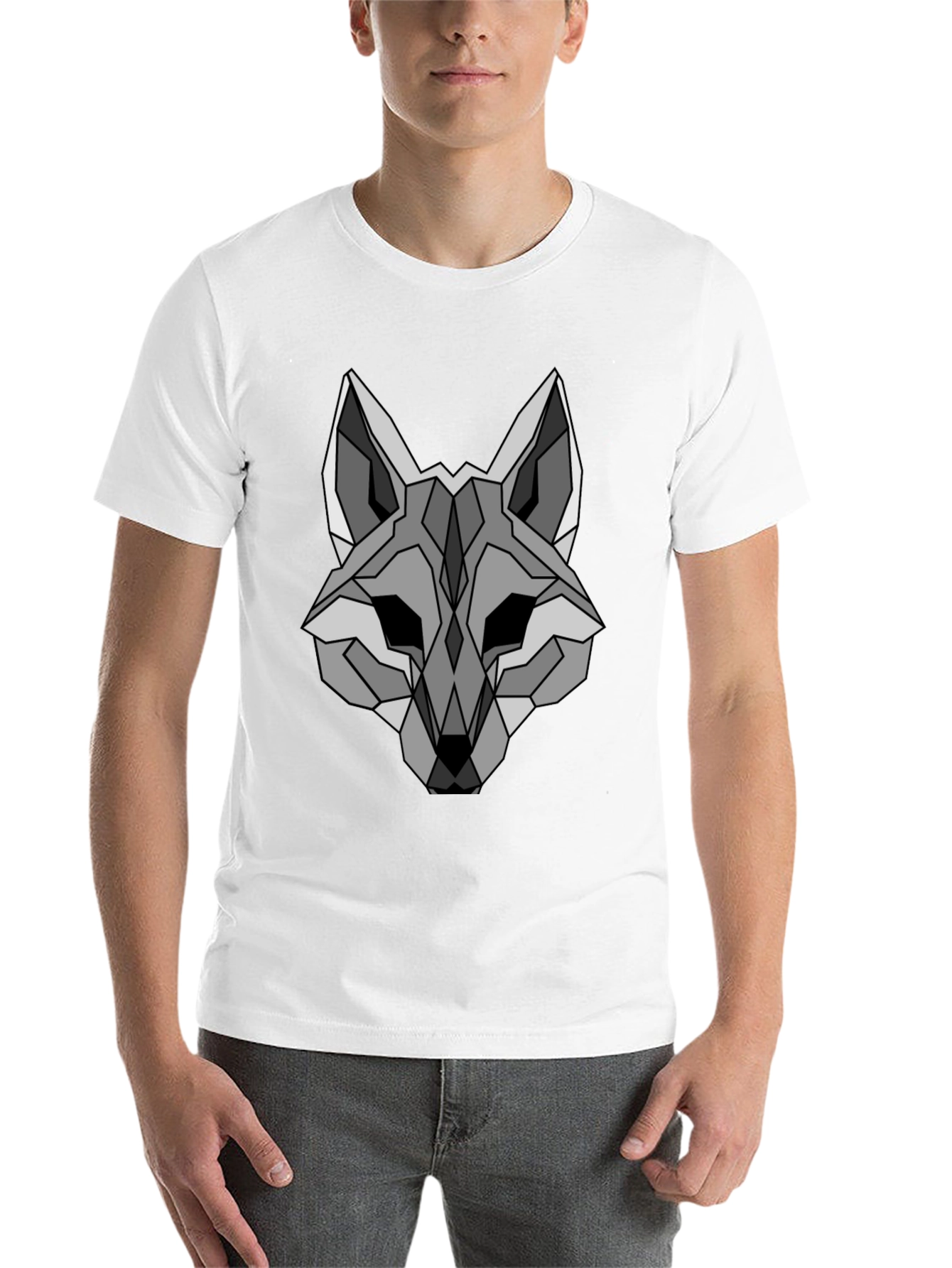 Black Geometric Wolf Graphic T-Shirt - Sleek, Modern Design view 14