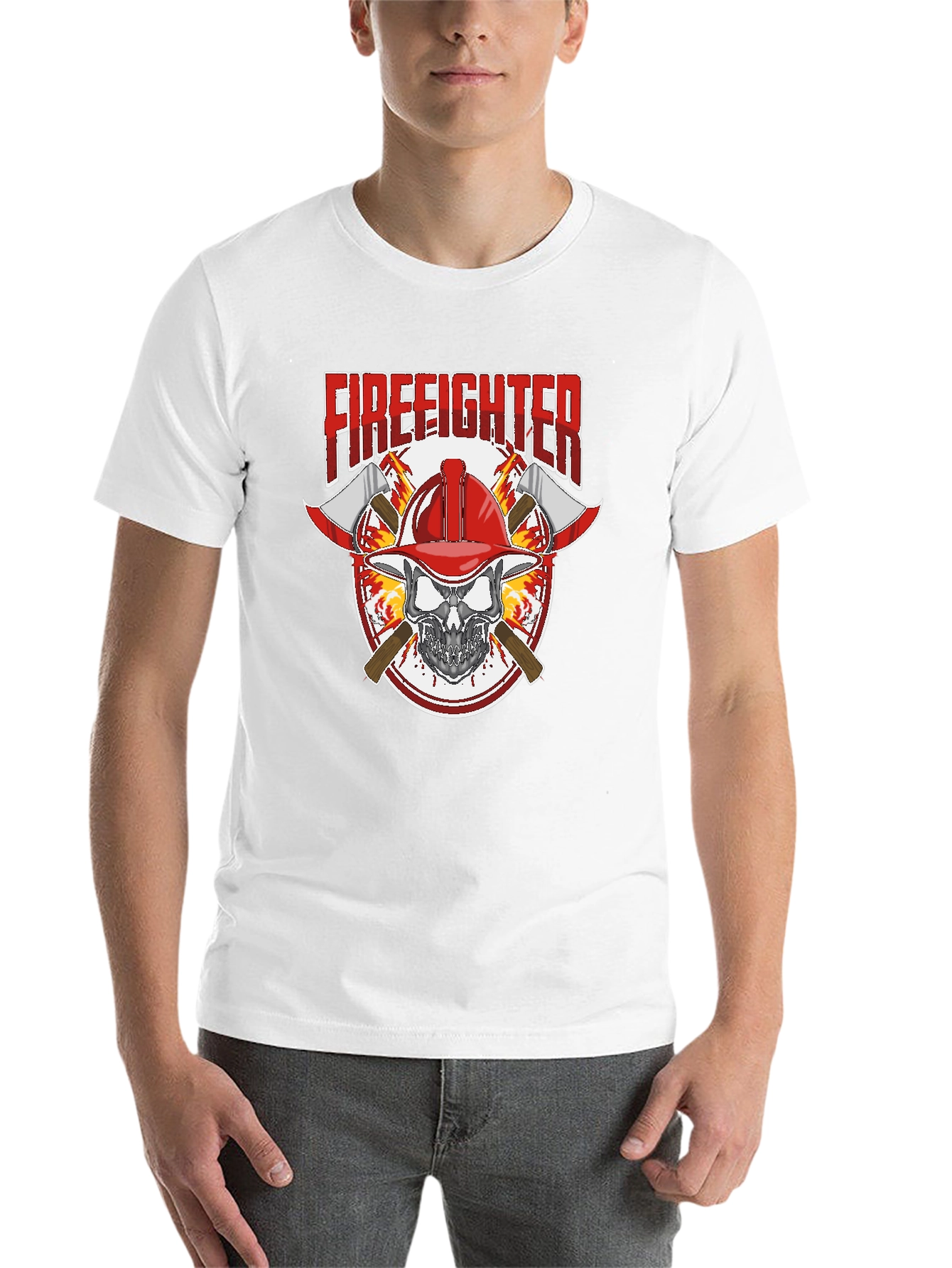 Black Firefighter Skull Graphic Tee view 14