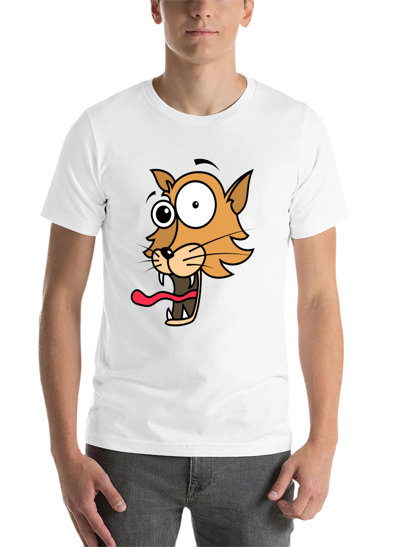 Black Cartoon Cat Graphic Tee - Hilarious Crazy Cat T-Shirt view 14