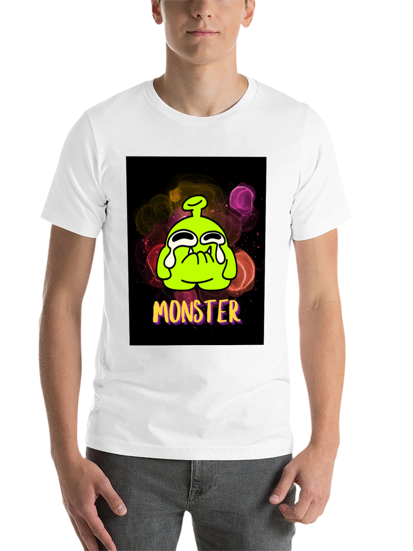 Black Monster Graphic Tee - Funny Cartoon Alien T-Shirt view 14