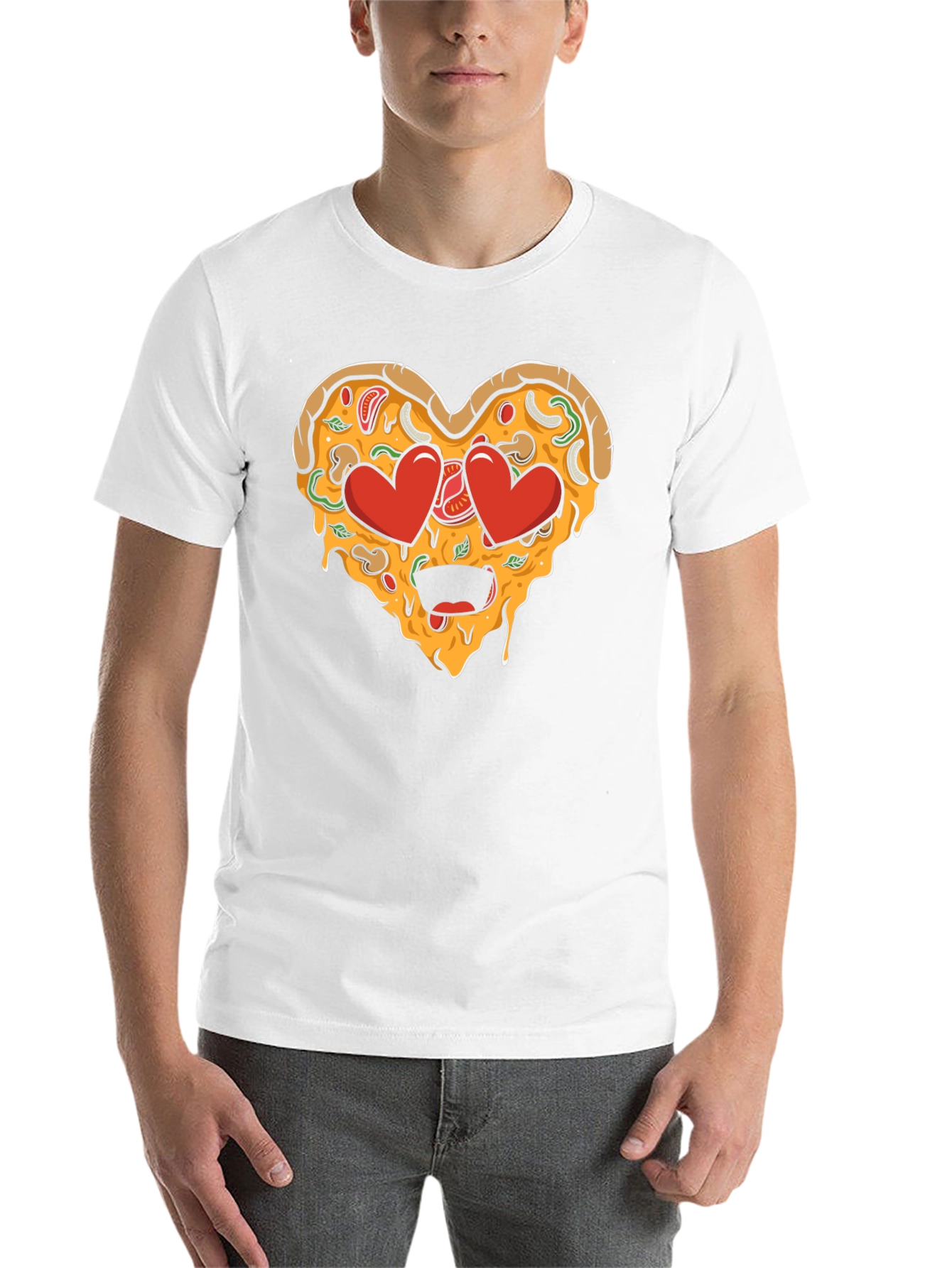 Black Pizza Heart Graphic Tee - Funny Food Lover T-Shirt view 14